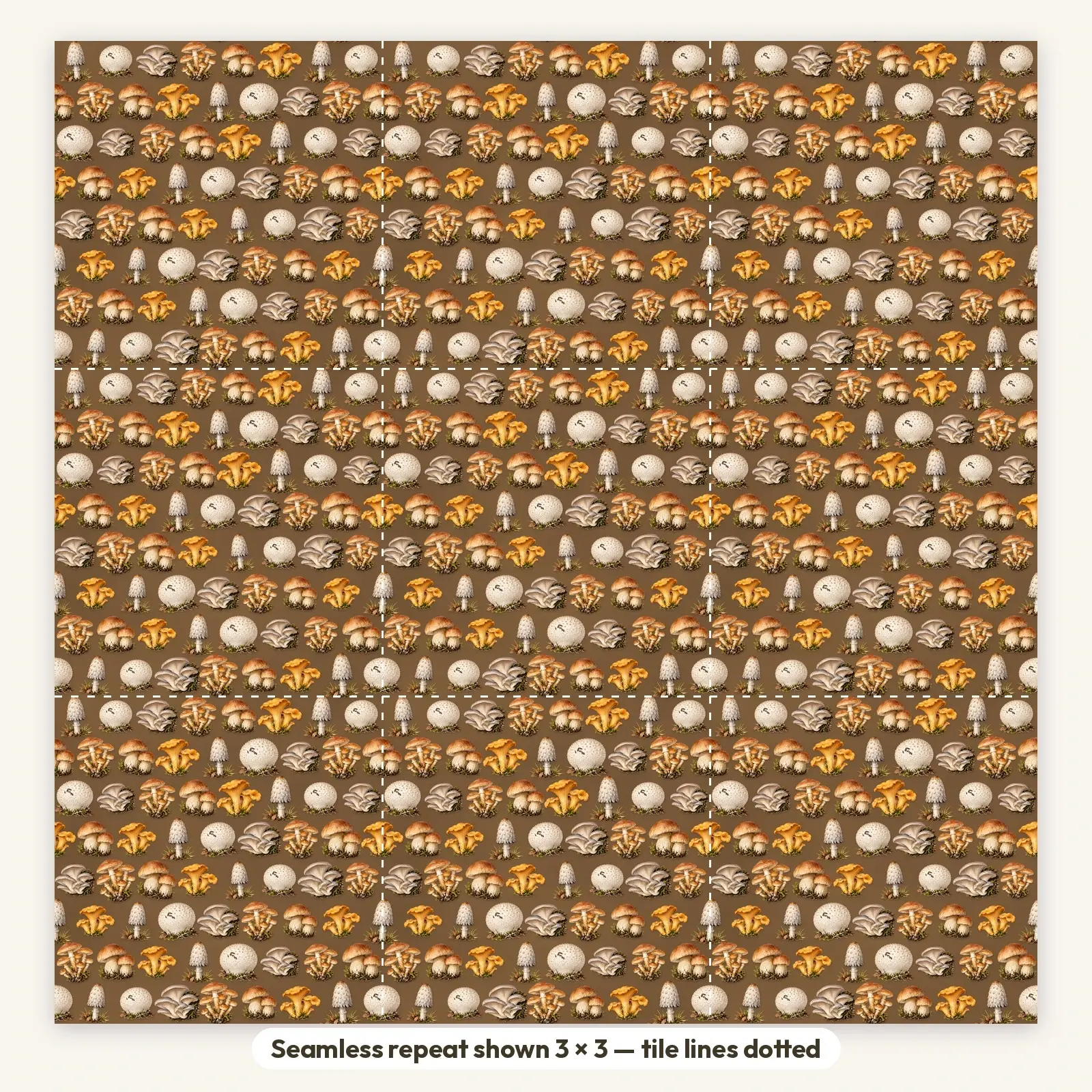 Forest Floor Mushrooms Seamless Digital Paper Pack – 10 Printable 12x12 Patterns, preview 2 of 4
