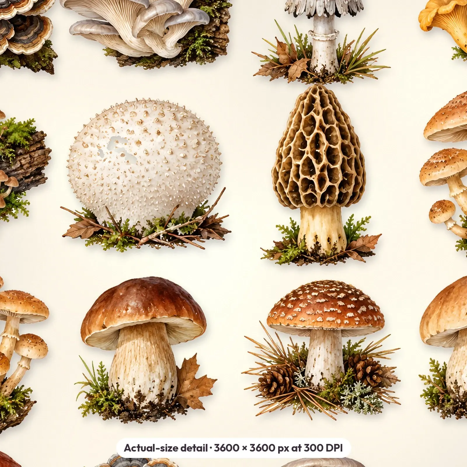 Forest Floor Mushrooms Seamless Digital Paper Pack – 10 Printable 12x12 Patterns, preview 4 of 4