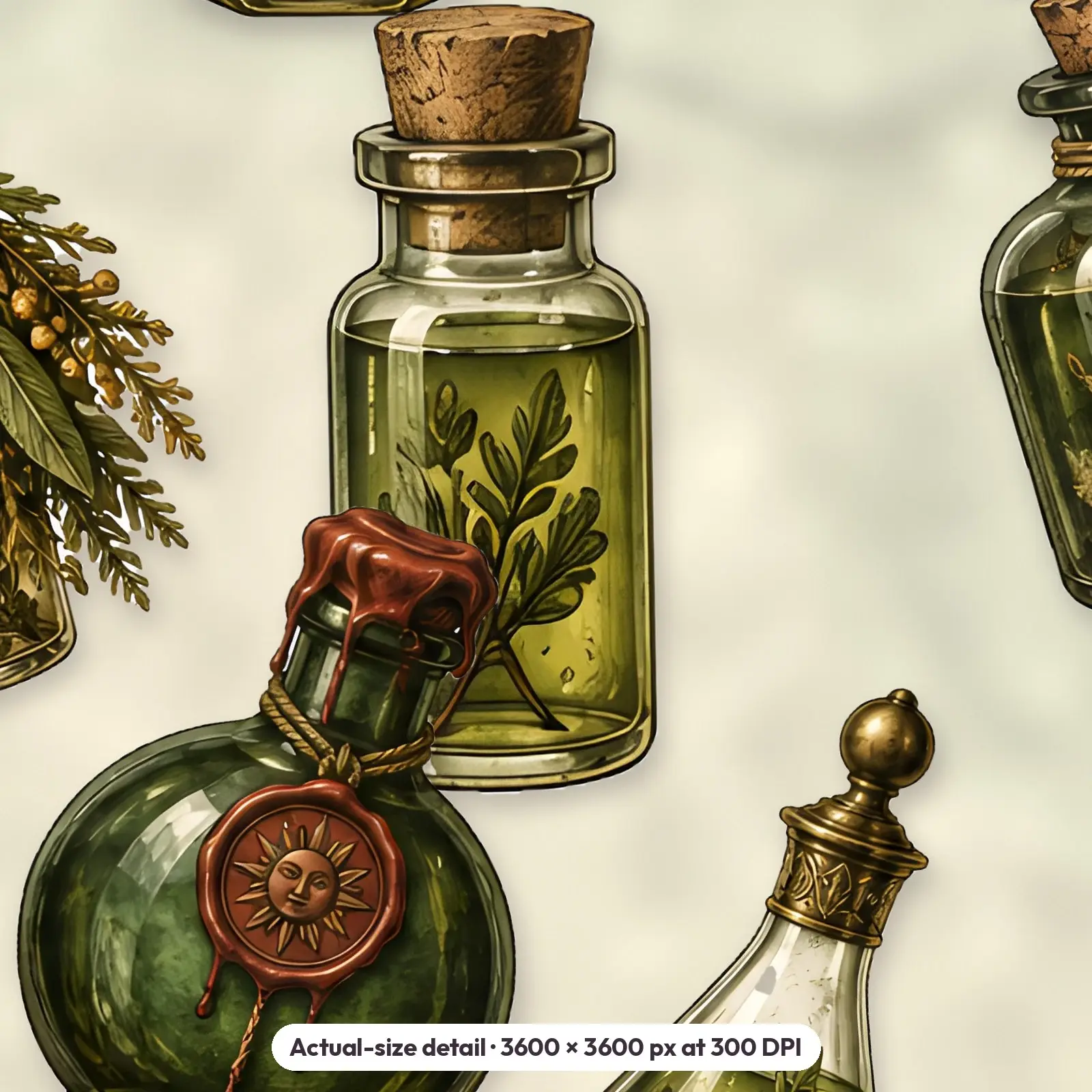 12 Antique Glass Elixirs Seamless Backgrounds – Digital Paper Pack, 300 DPI JPG, preview 4 of 4
