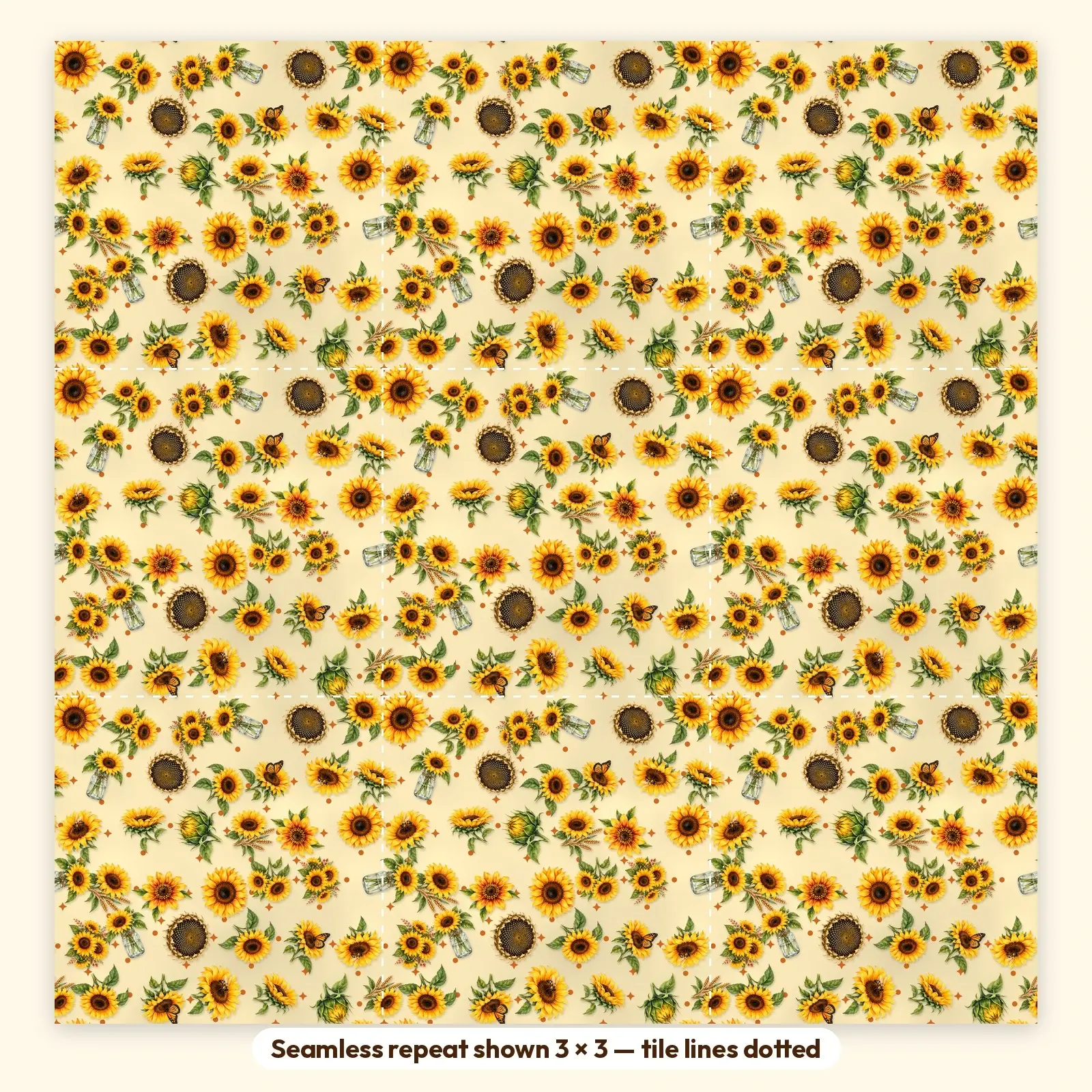 Sunflower Harvest Seamless Patterns – 11 Digital Papers, 12x12 JPG + PNG, preview 2 of 4