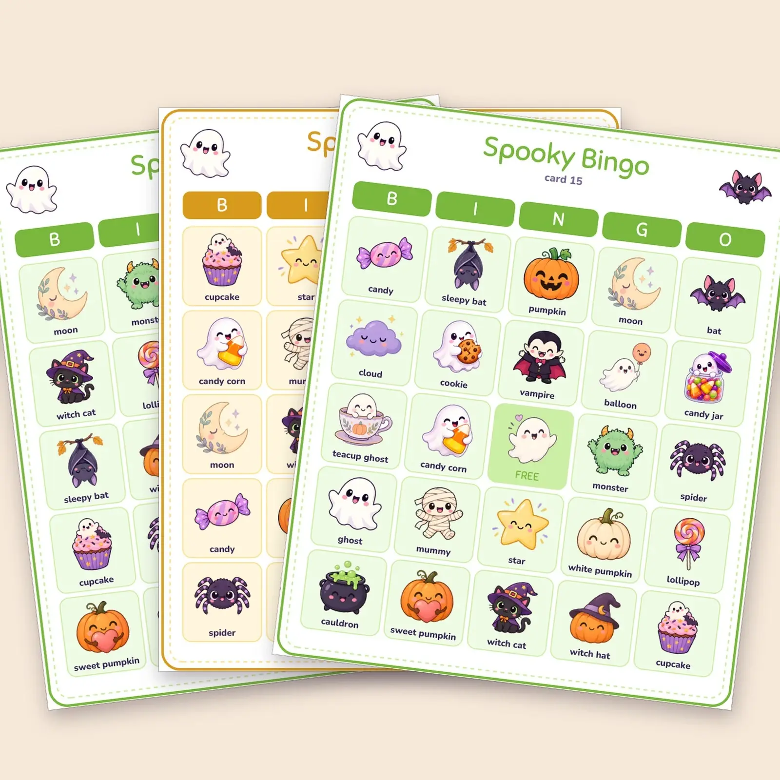 Spooky Picture Bingo for Kids, 18 Unique Halloween Cards with Caller Sheet and Markers, preview 4 of 4