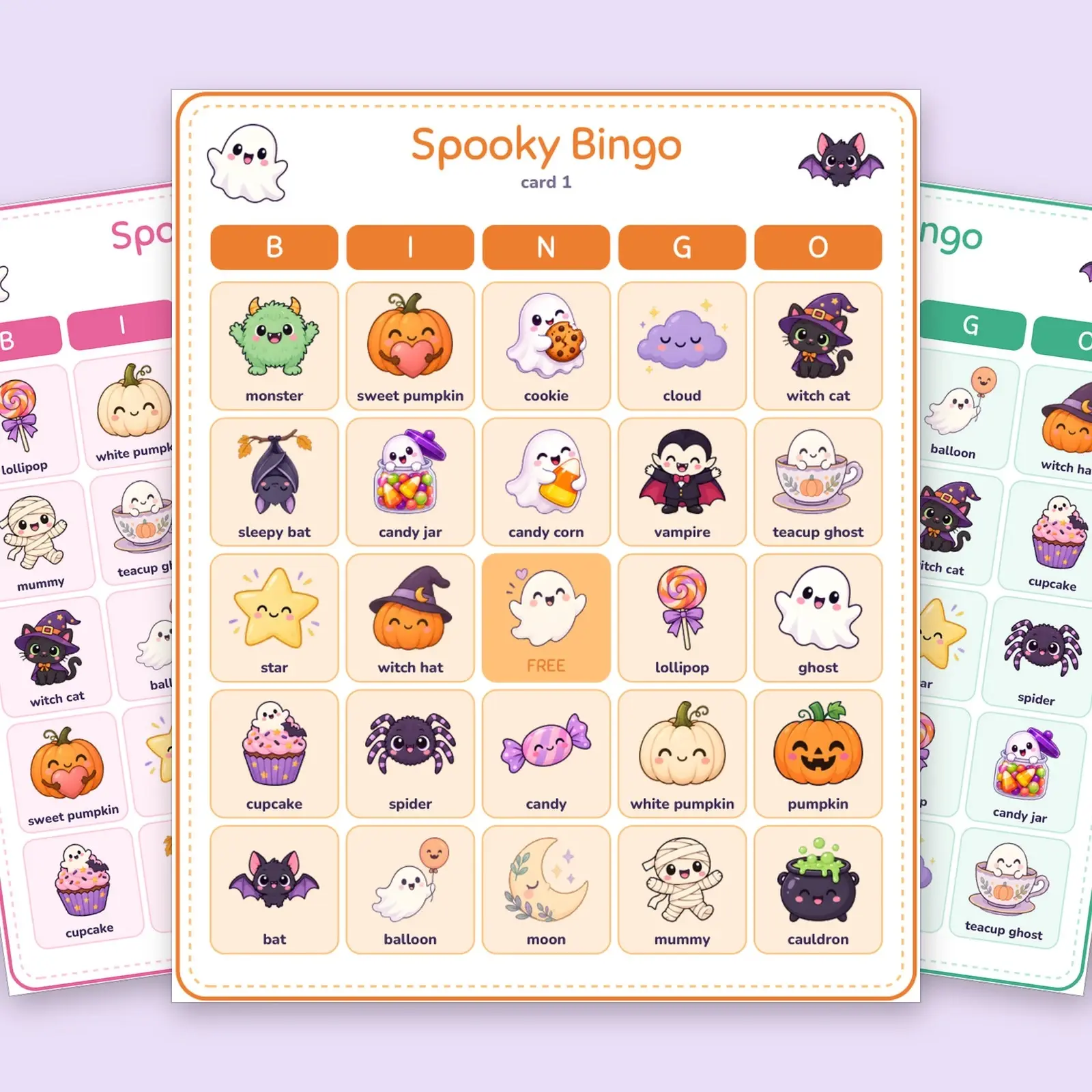 Spooky Picture Bingo for Kids, 18 Unique Halloween Cards with Caller Sheet and Markers, preview 1 of 4
