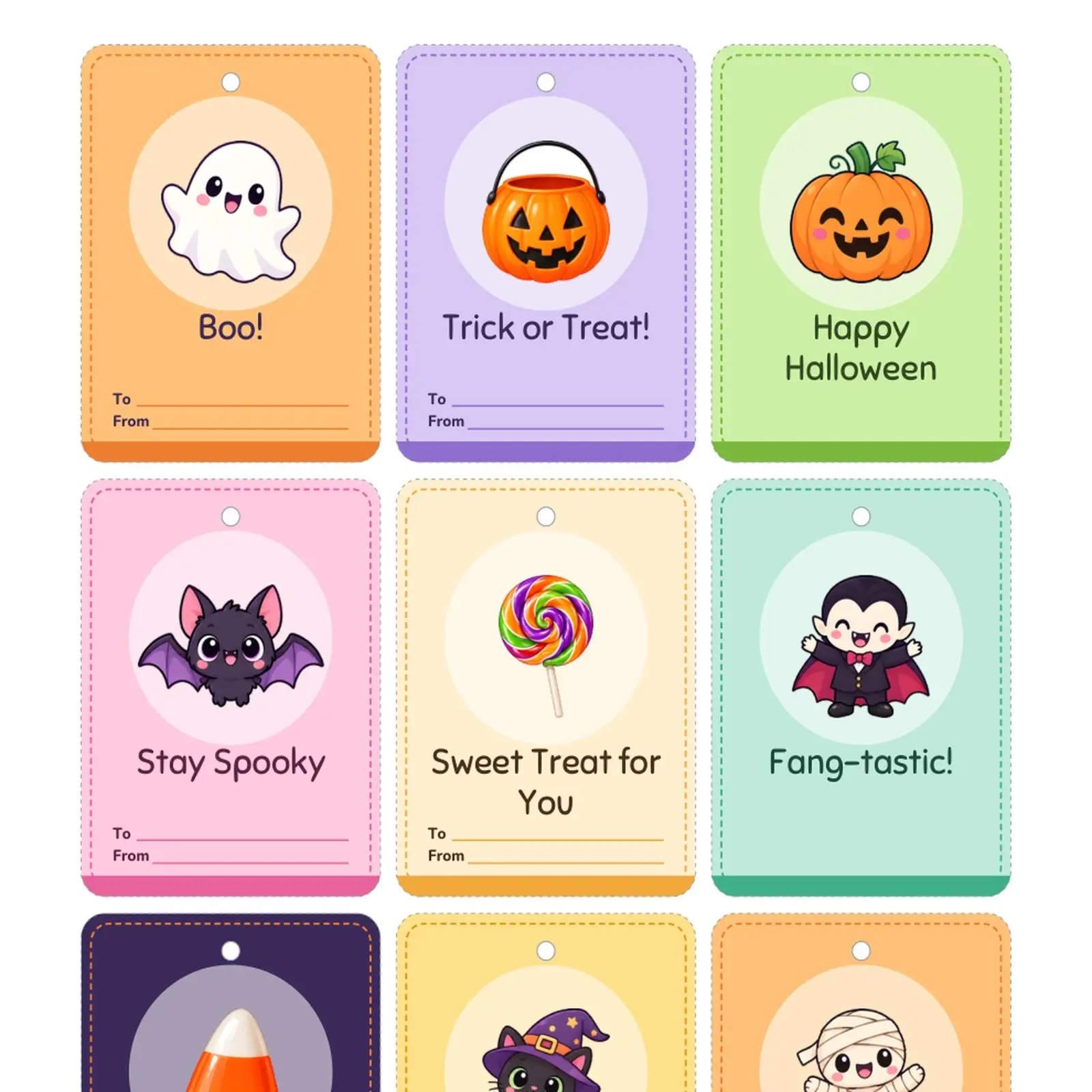 Trick-or-Treat Bag Tags, Round Labels and Bag Toppers, Printable Halloween Treat Set, preview 3 of 4