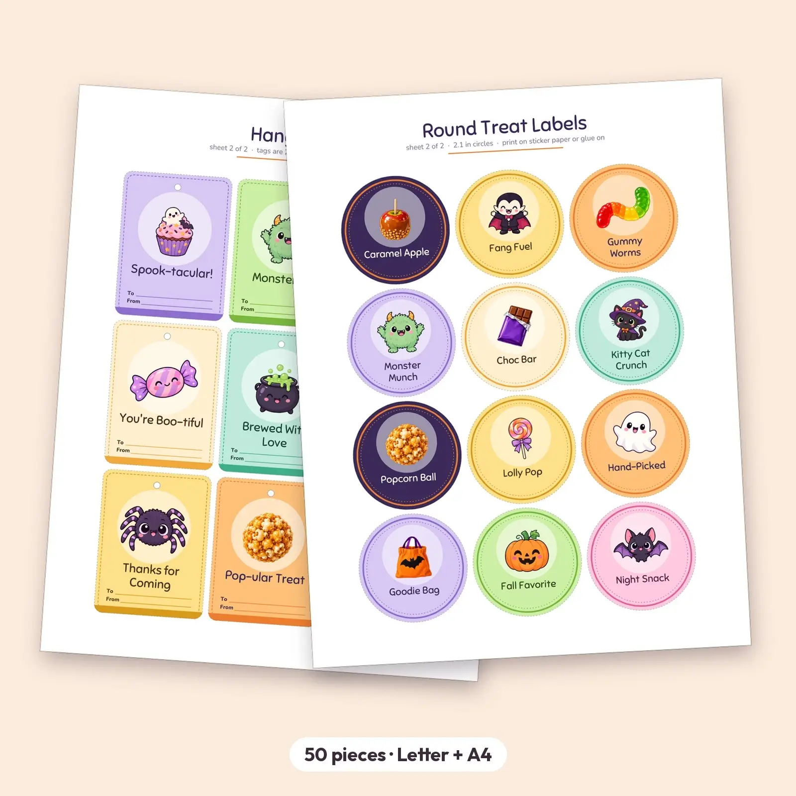Trick-or-Treat Bag Tags, Round Labels and Bag Toppers, Printable Halloween Treat Set, preview 2 of 4