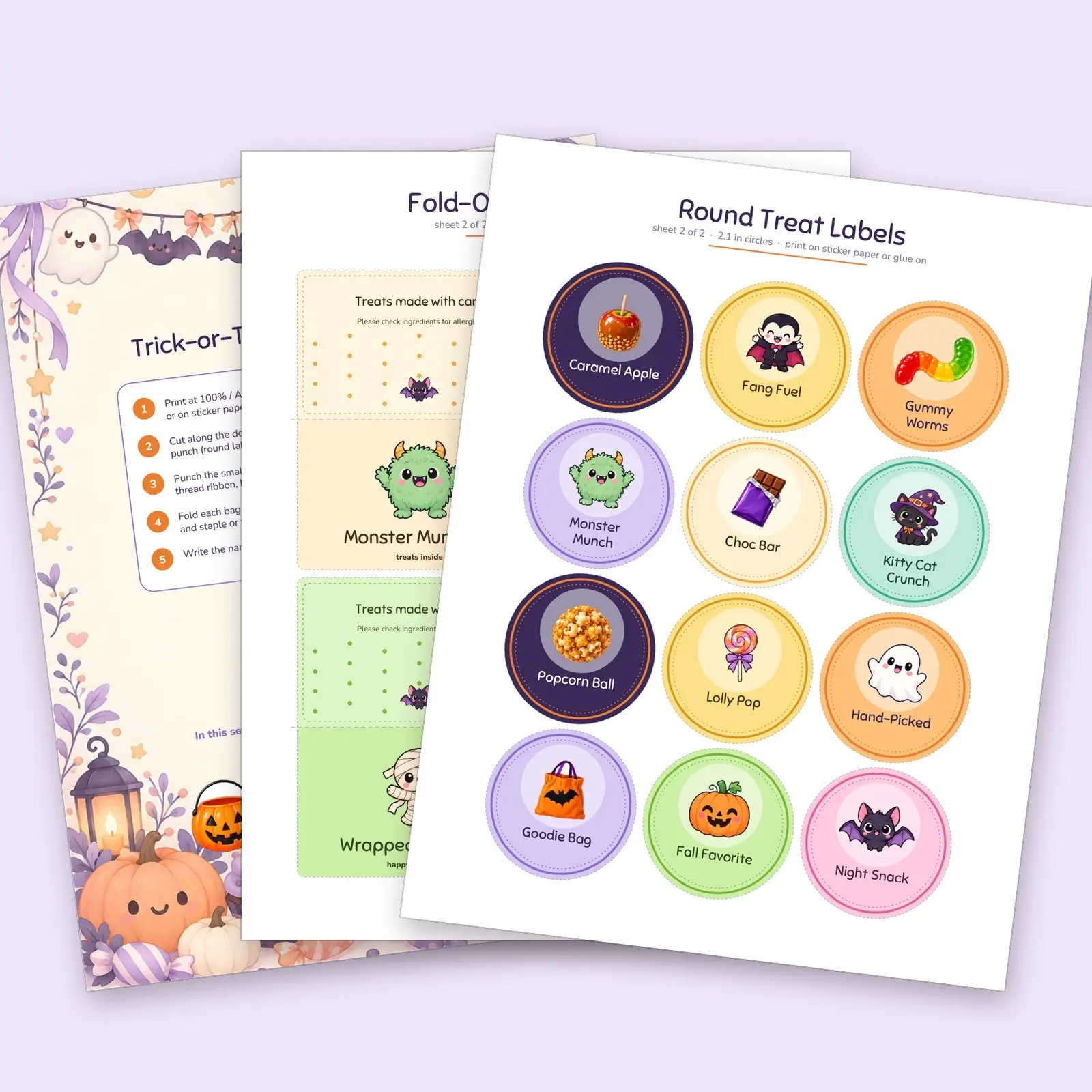 Trick-or-Treat Bag Tags, Round Labels and Bag Toppers, Printable Halloween Treat Set, preview 4 of 4