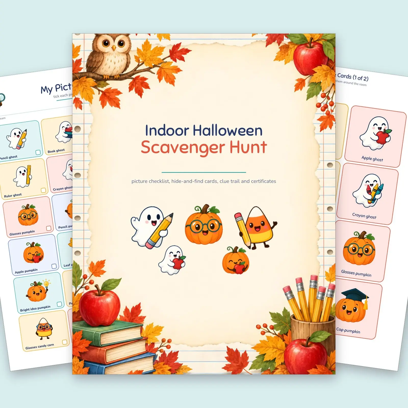 Indoor Halloween Scavenger Hunt, Picture Checklist, Hide-and-Find Cards and Clue Trail for Kids preview