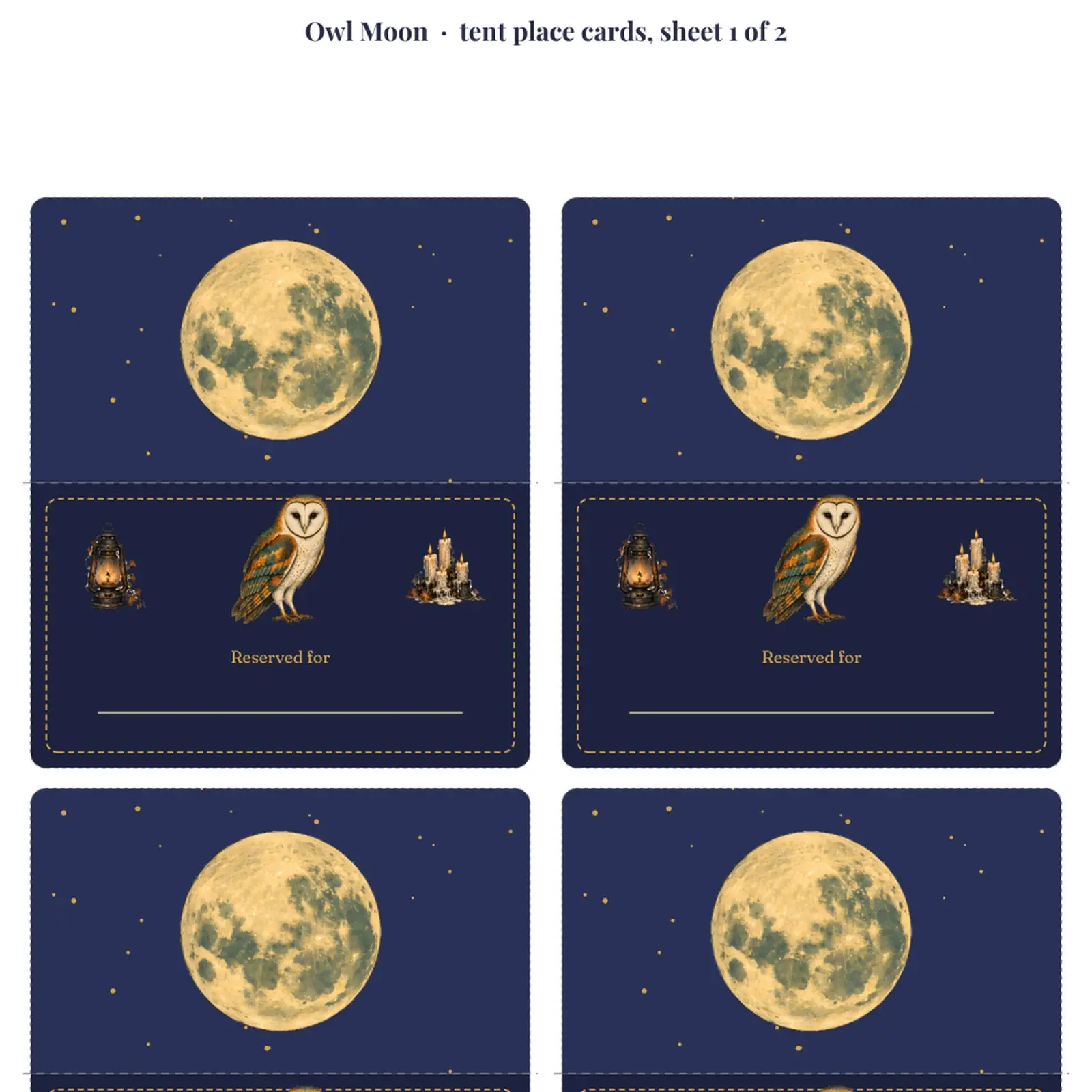 Halloween Tent Place Cards, 24 Haunted Dinner Name Cards in 3 Designs, Fillable PDF, preview 3 of 4