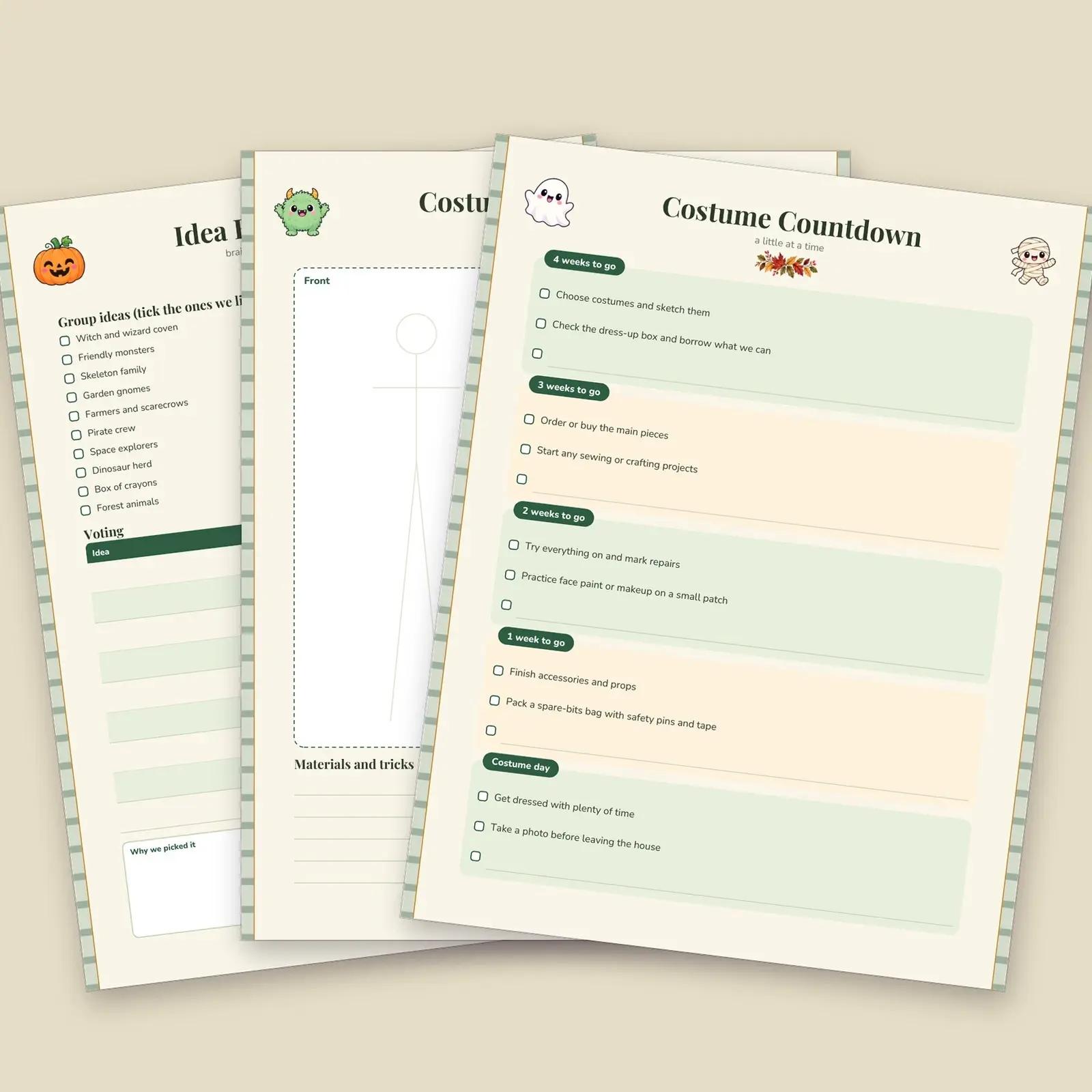 Family Halloween Costume Planner with Costume Party Ballots, 11 Pages, Fillable PDF, preview 4 of 4