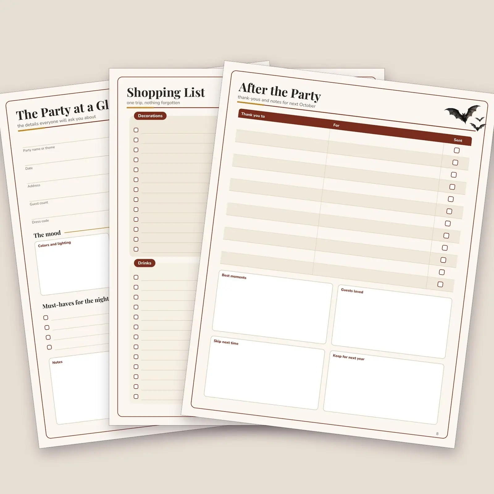 Haunted Harvest Halloween Party Mini Planner - Fillable Checklist, Guest List and Budget, 8 Pages, preview 4 of 4