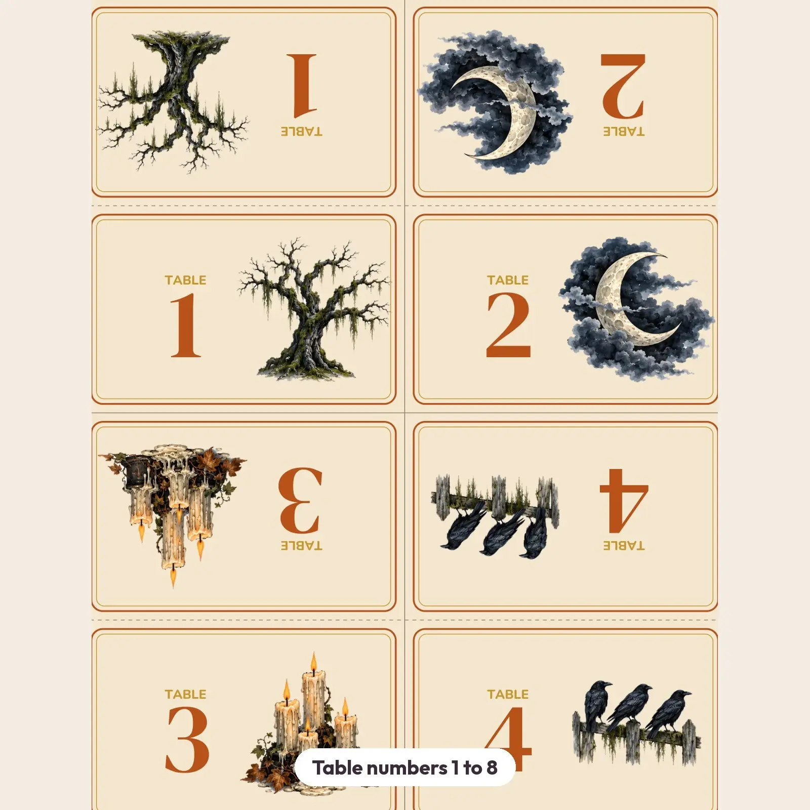 Candlelit Harvest Thanksgiving Place Cards and Table Numbers - Print and Fold Tent Cards, preview 4 of 4