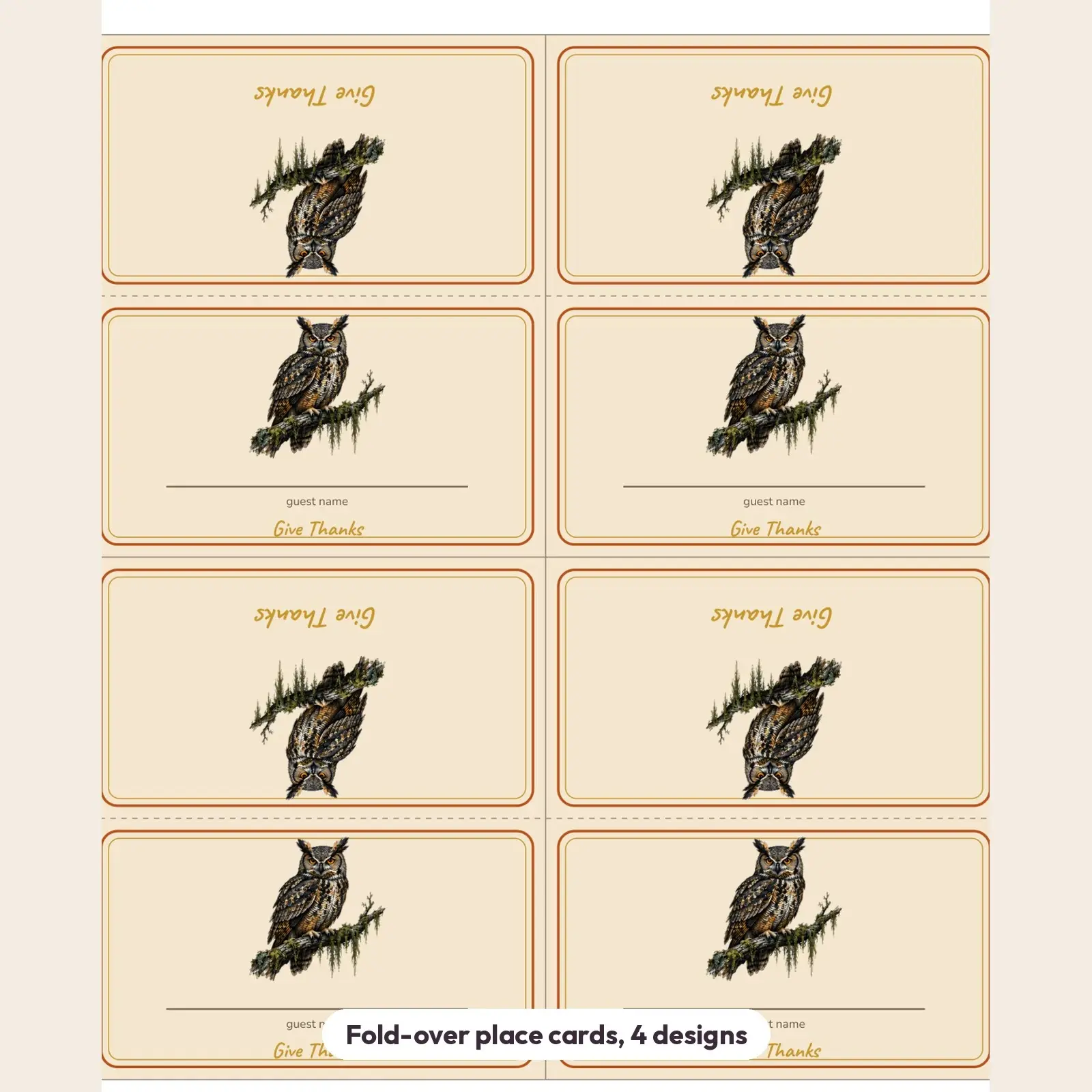Candlelit Harvest Thanksgiving Place Cards and Table Numbers - Print and Fold Tent Cards, preview 3 of 4