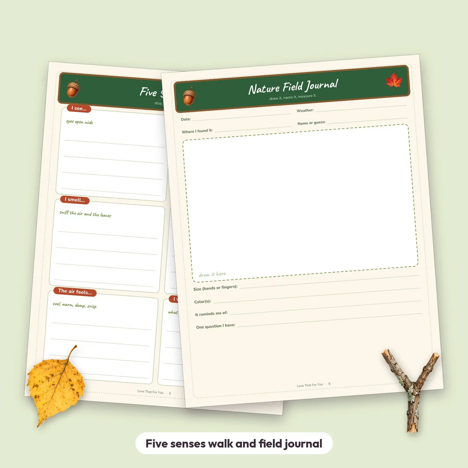 Fall Nature Scavenger Hunt for Kids - Printable Picture Checklist, Field Journal and Bag Labels, preview 3 of 4