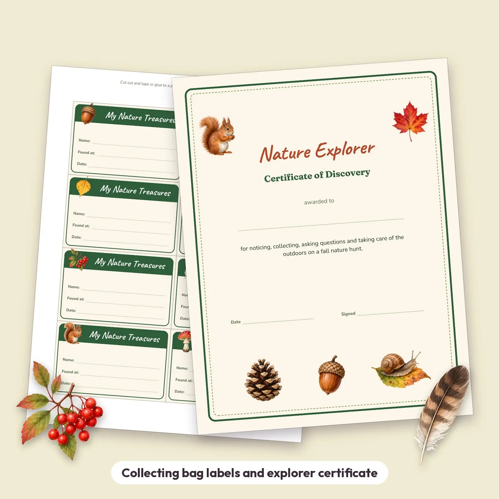 Fall Nature Scavenger Hunt for Kids - Printable Picture Checklist, Field Journal and Bag Labels, preview 4 of 4