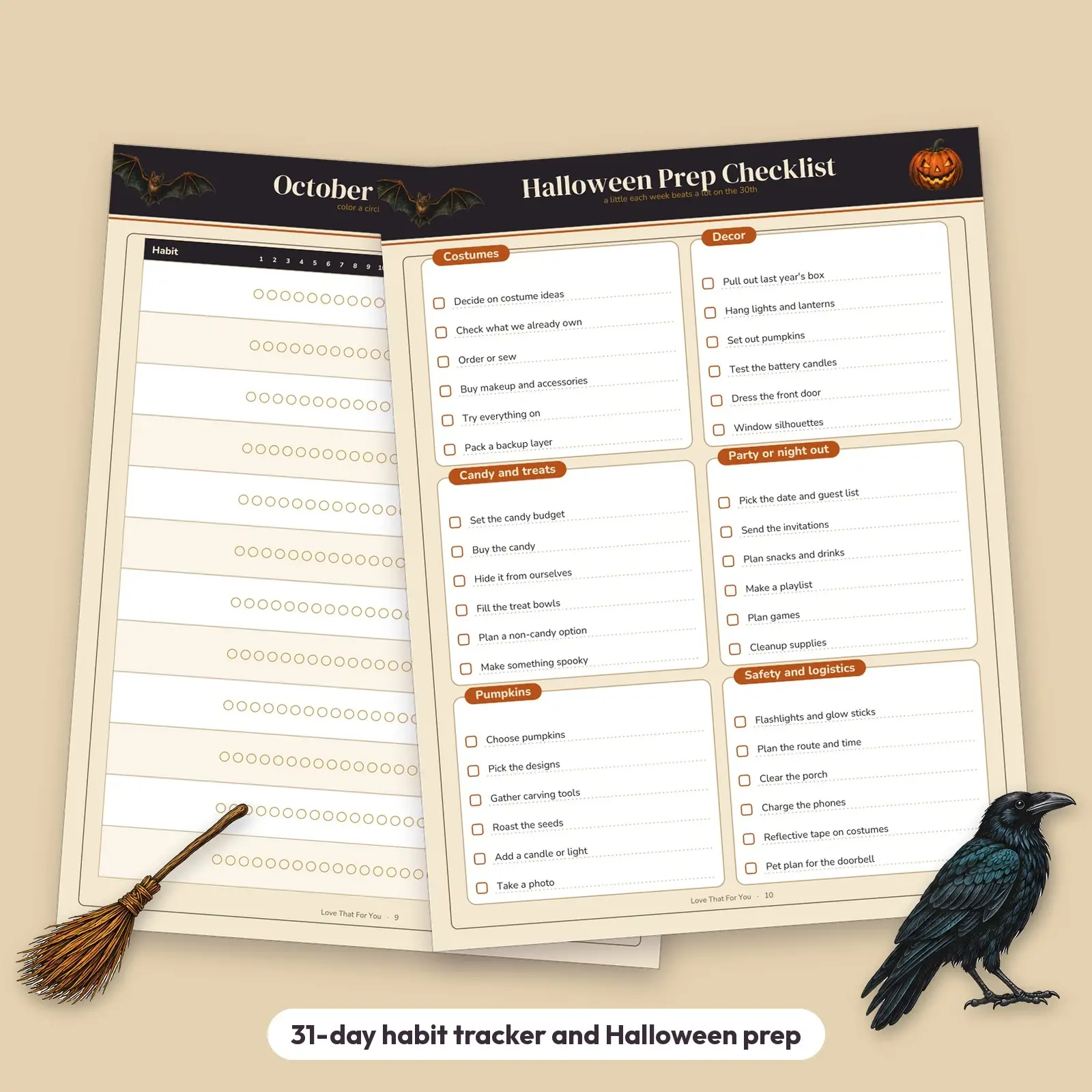 October Monthly Planner and Habit Tracker Printable - Haunted Harvest Calendar, Weekly Pages and Halloween Prep, preview 3 of 4