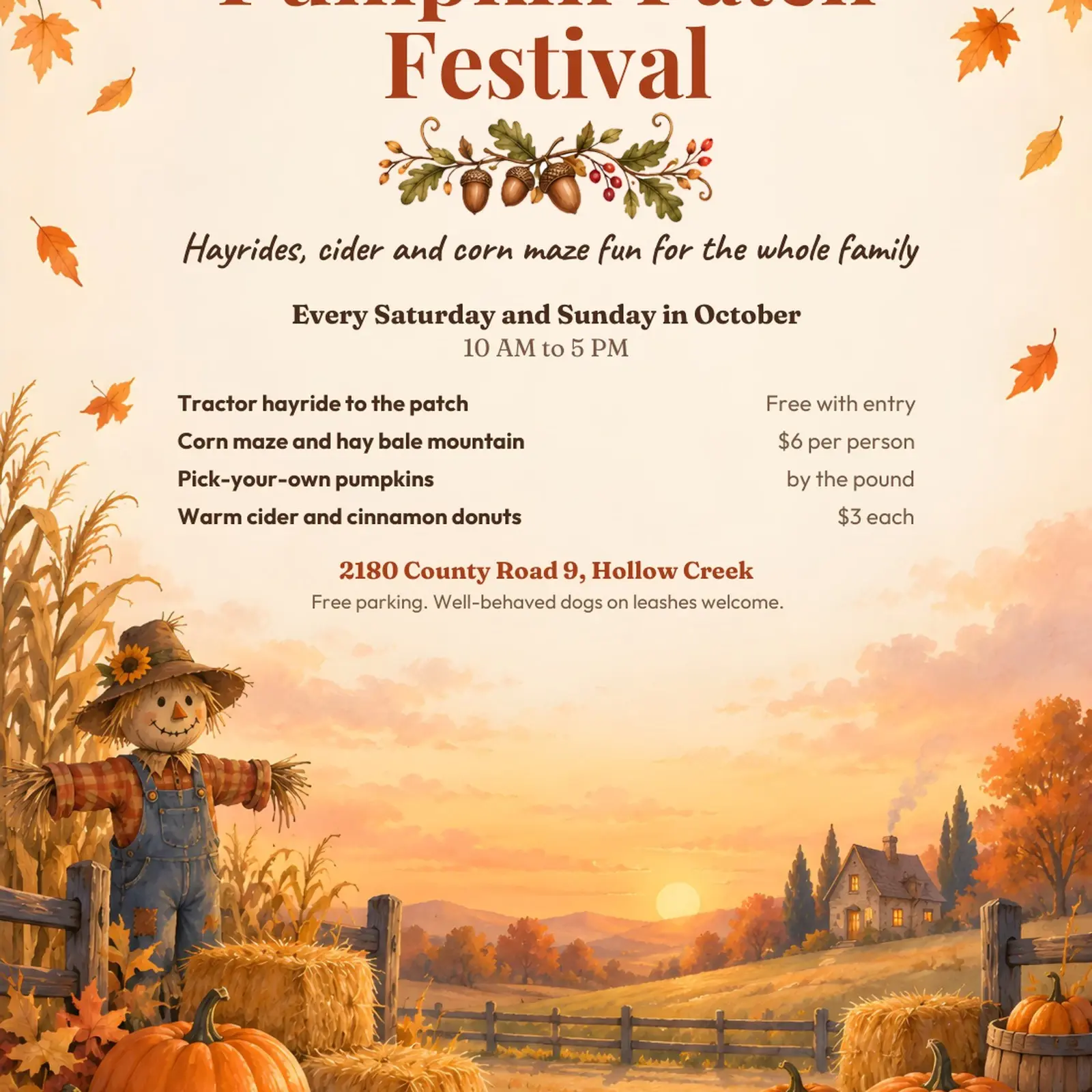 Pumpkin Patch Fall Festival Flyer Template – Editable Harvest Event Poster, US Letter and A4, Word, PowerPoint, ODT, ODP, preview 4 of 4