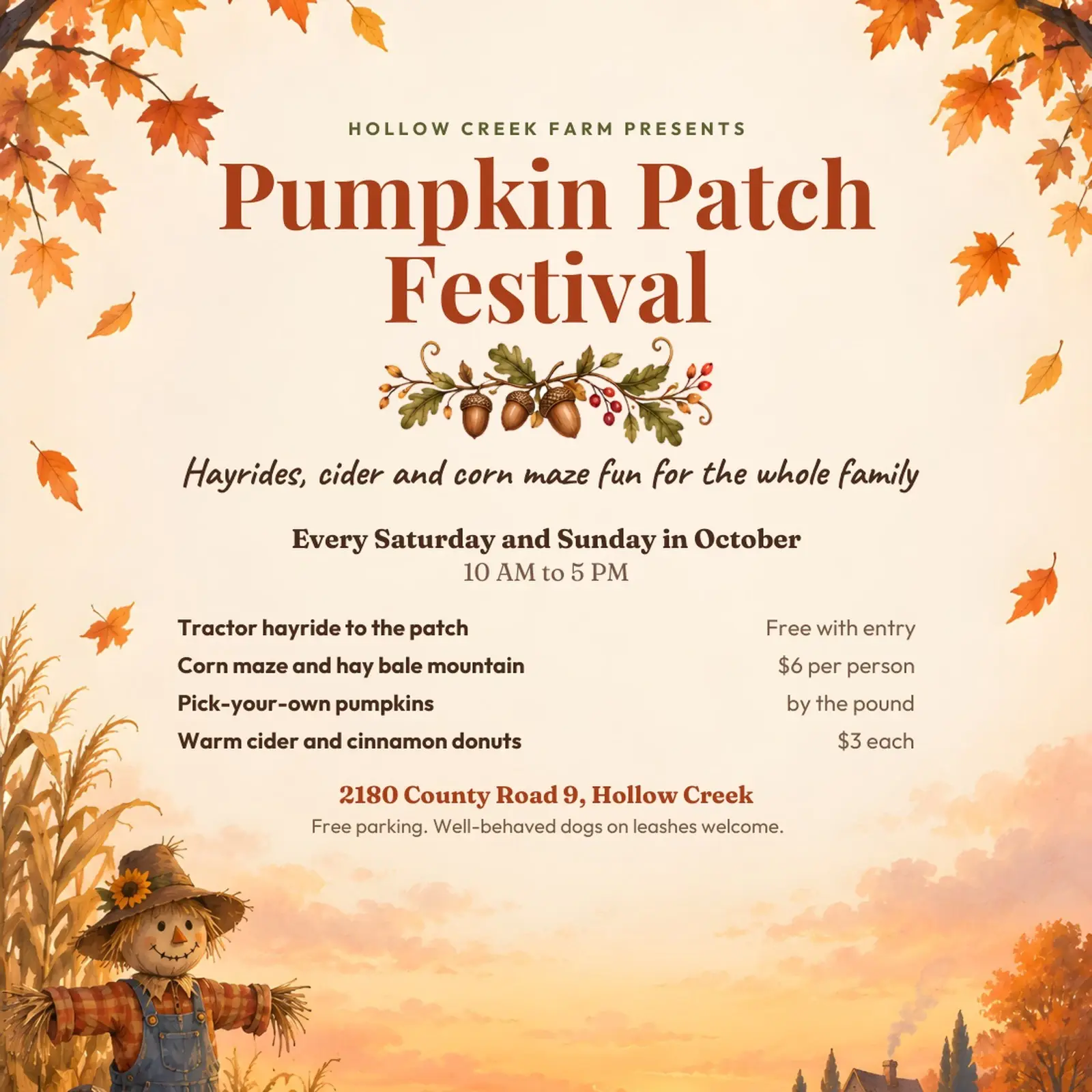 Pumpkin Patch Fall Festival Flyer Template – Editable Harvest Event Poster, US Letter and A4, Word, PowerPoint, ODT, ODP, preview 3 of 4