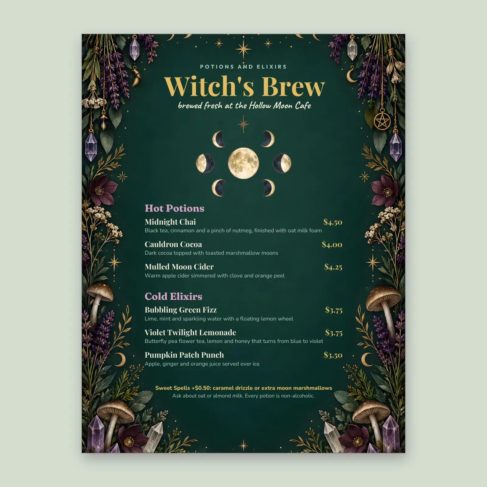 Witch's Brew Drink Menu Template – Editable Potion Menu and Cauldron Punch Table Sign (Word, PowerPoint) preview