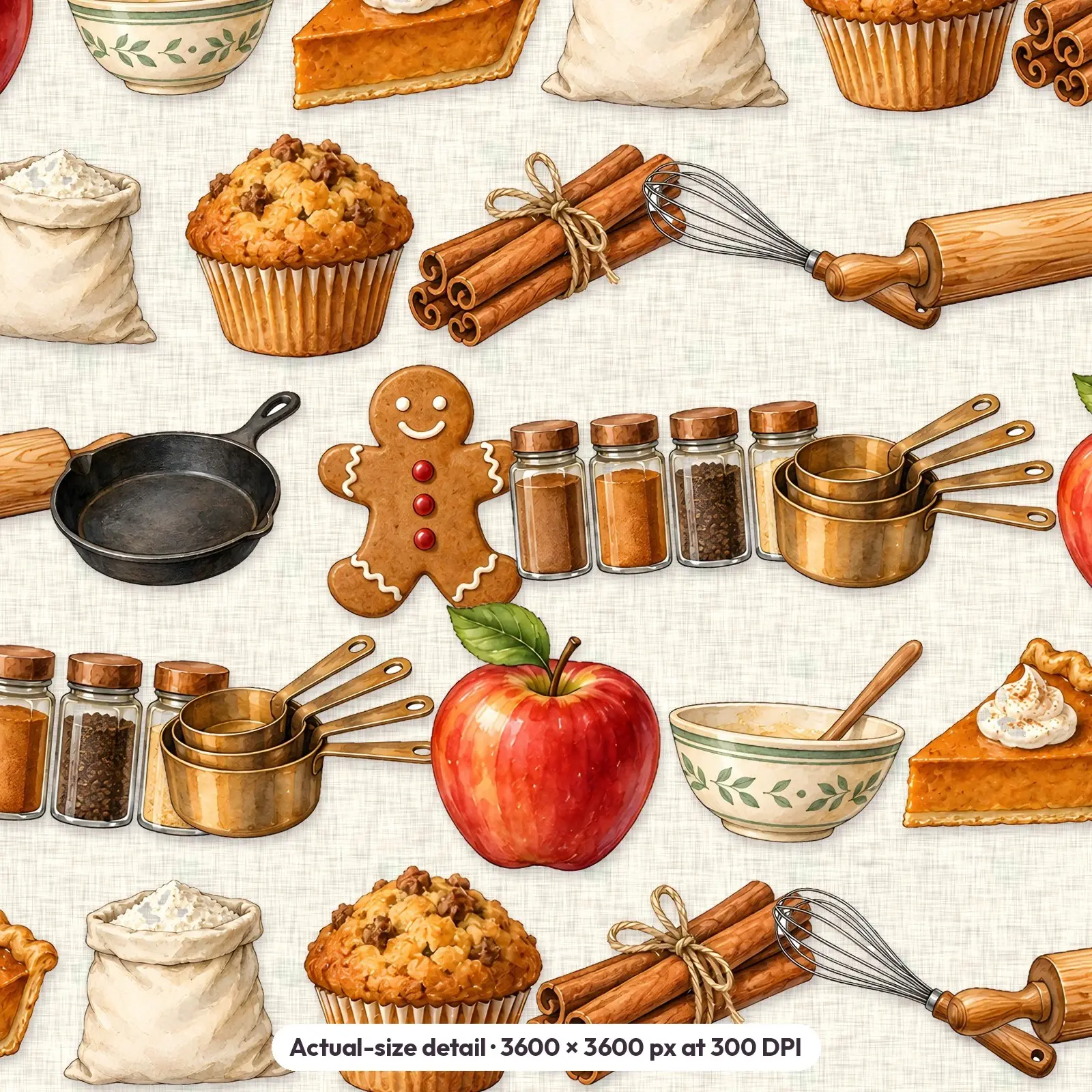 Harvest Bake Day Seamless Digital Paper Pack – 13 Printable 12x12 Patterns, preview 4 of 4