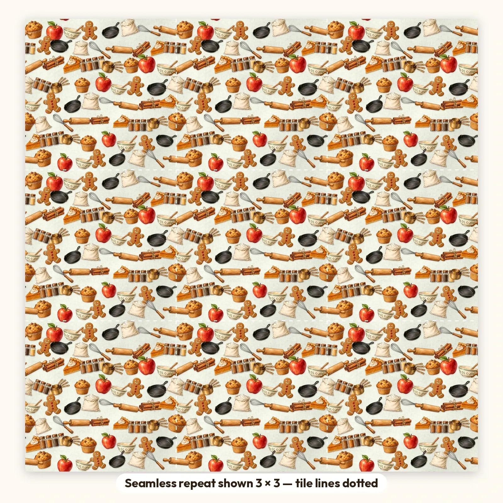 Harvest Bake Day Seamless Digital Paper Pack – 13 Printable 12x12 Patterns, preview 2 of 4