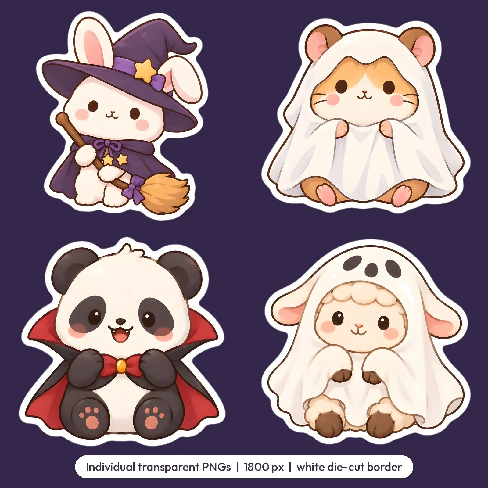 Costume Critters Sticker Pack – 12 Kawaii Animals in Halloween Costumes, preview 3 of 4