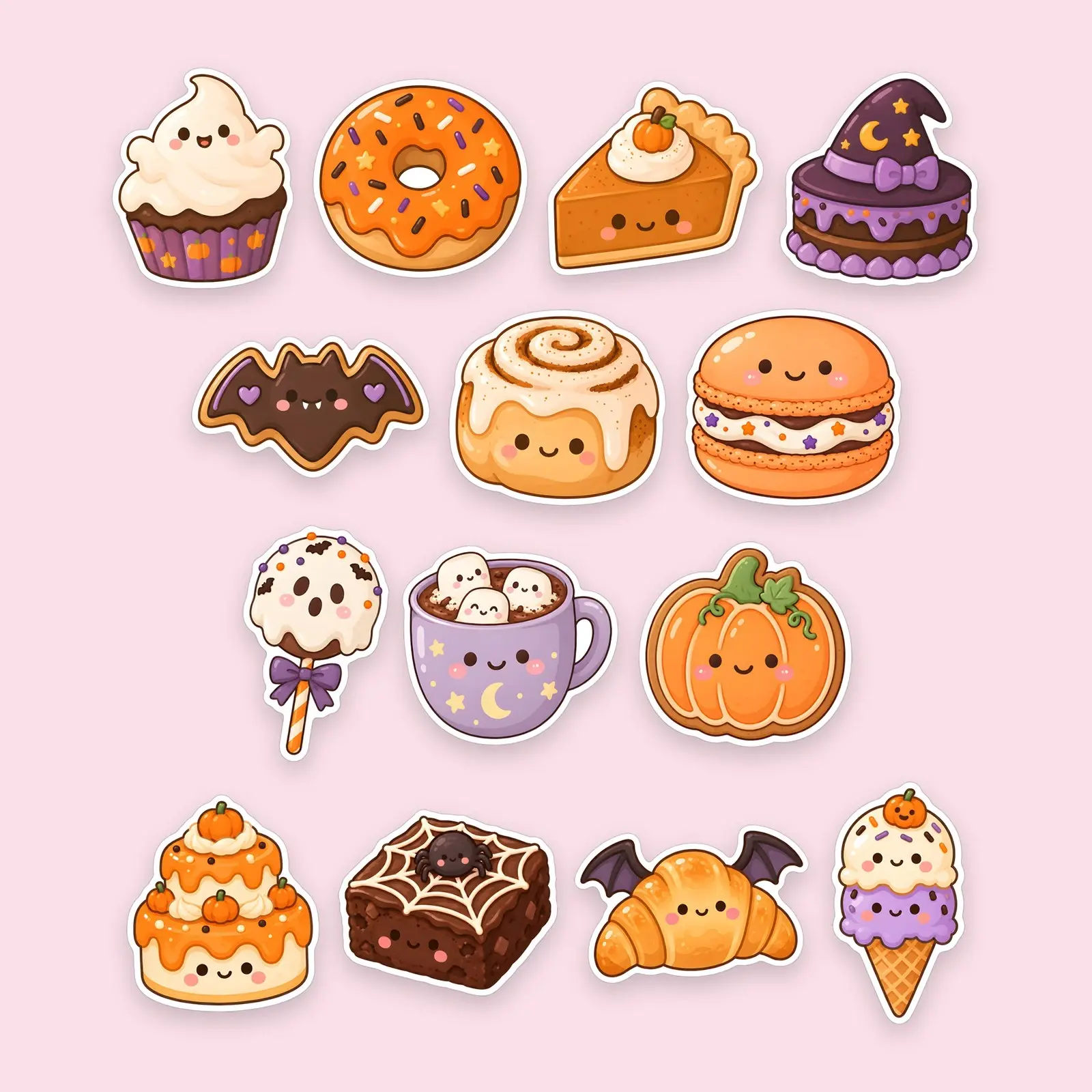 Halloween Bakery Treats Sticker Pack – 14 Kawaii Spooky Dessert Stickers preview