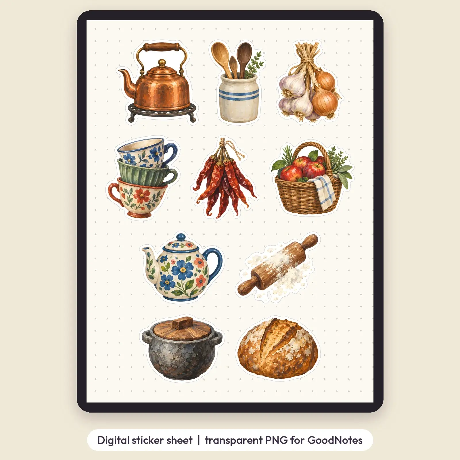 Hedge Witch Kitchen Sticker Pack – 10 Painted Cottage Kitchen Stickers, preview 4 of 4
