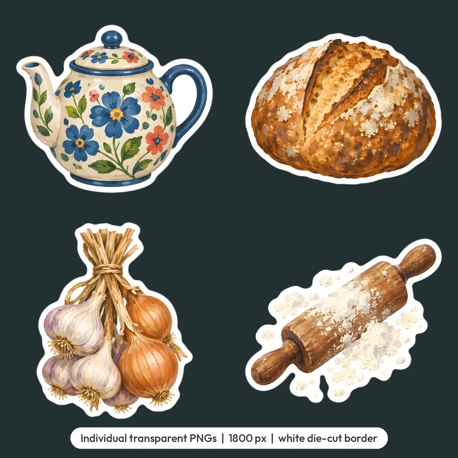 Hedge Witch Kitchen Sticker Pack – 10 Painted Cottage Kitchen Stickers, preview 3 of 4