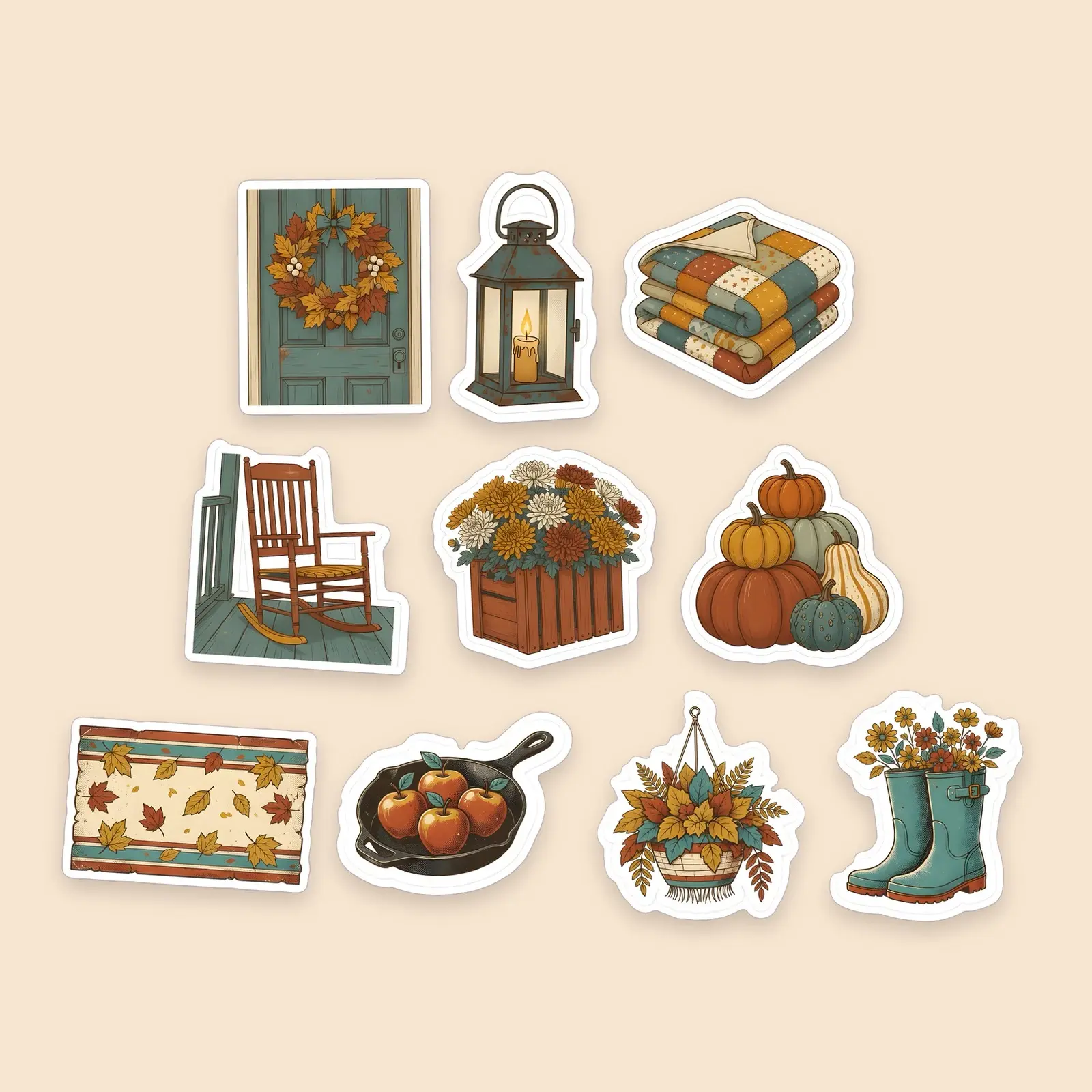 Farmhouse Autumn Decor Sticker Pack – 10 Vintage Cozy Home Decor Stickers, preview 1 of 3