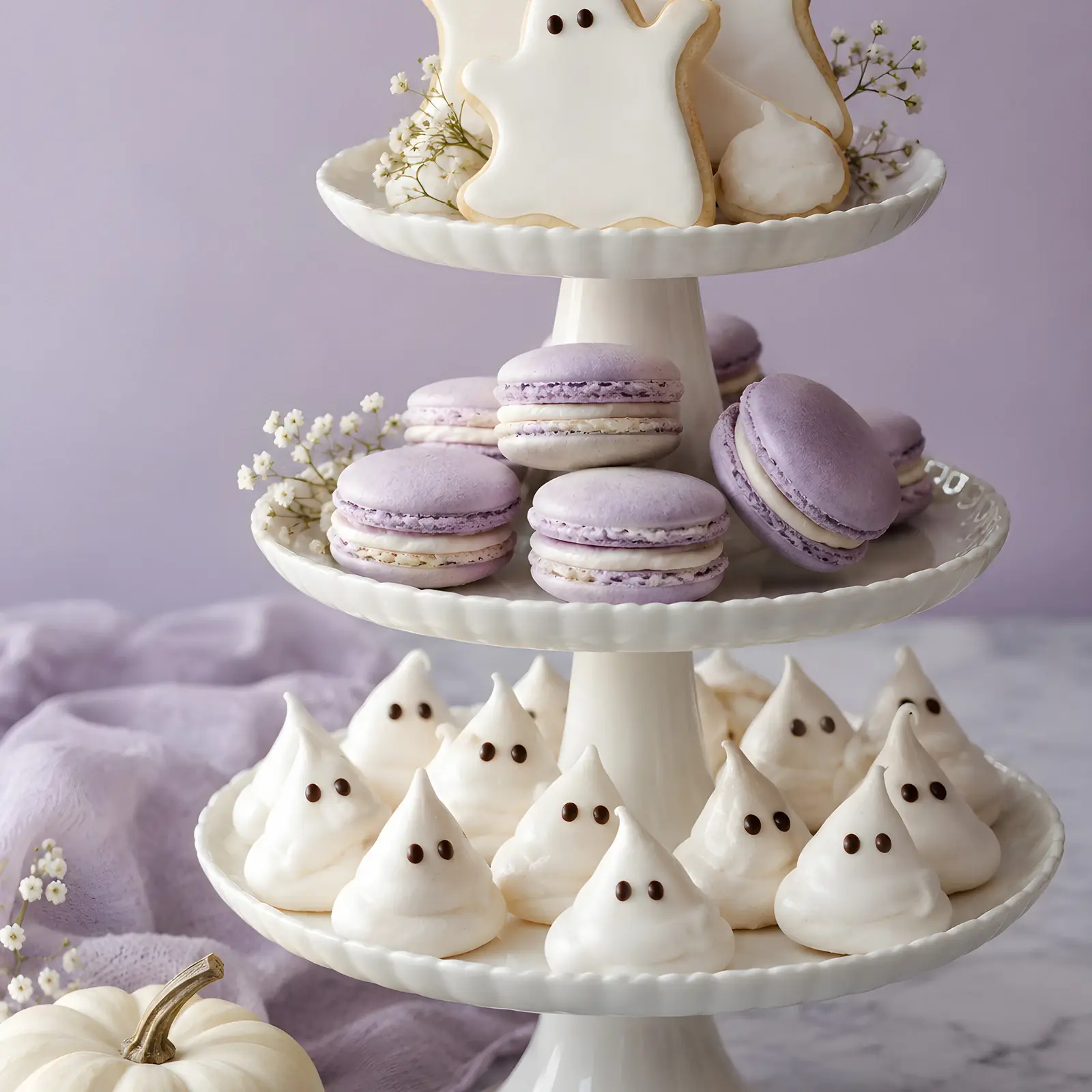 Pastel Ghost Cookie Party Table Stock Images - 4 Digital High-Res JPG Photos preview