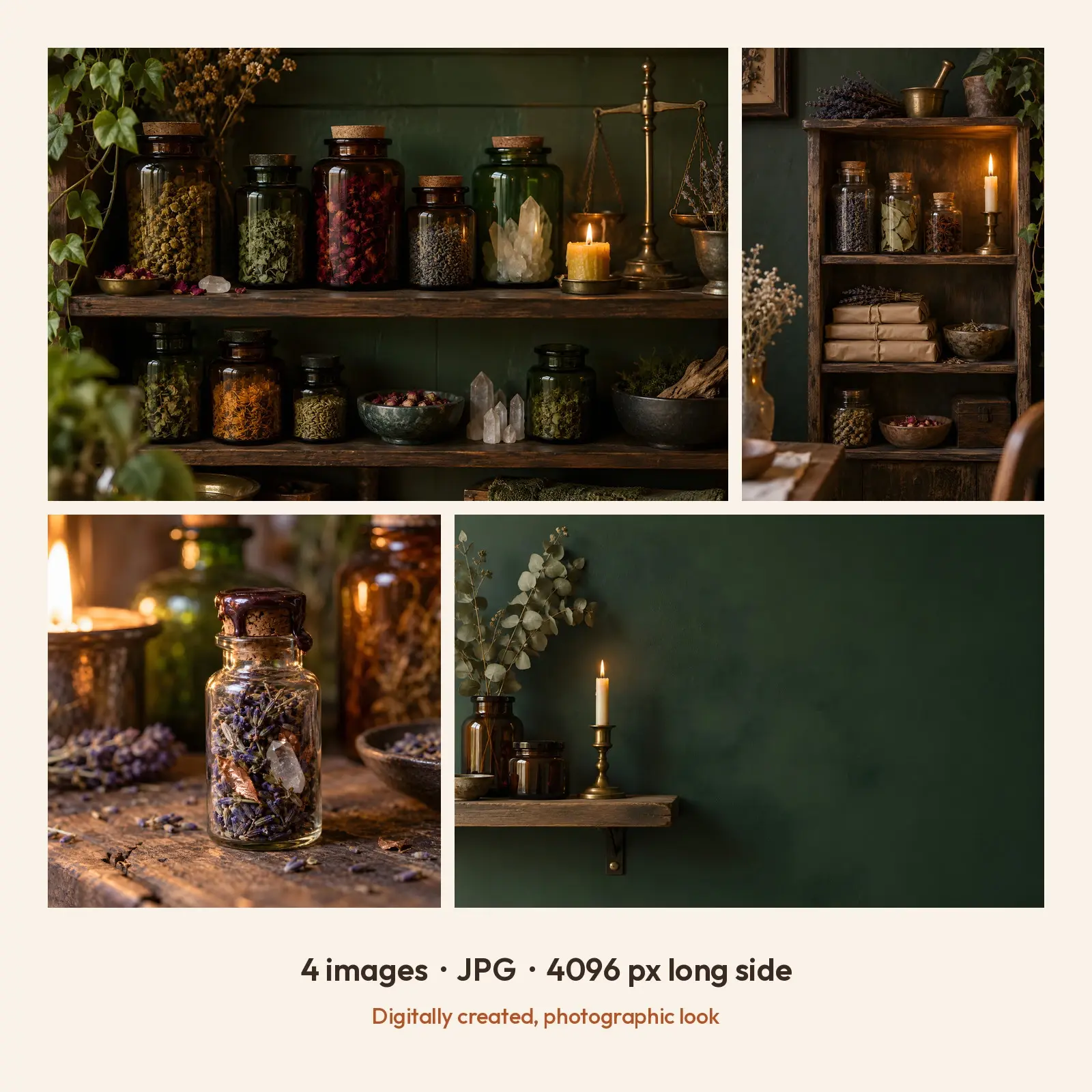 Spell Jar Apothecary Shelf Stock Images - 4 Digitally Created High-Res JPG Photos, preview 2 of 3
