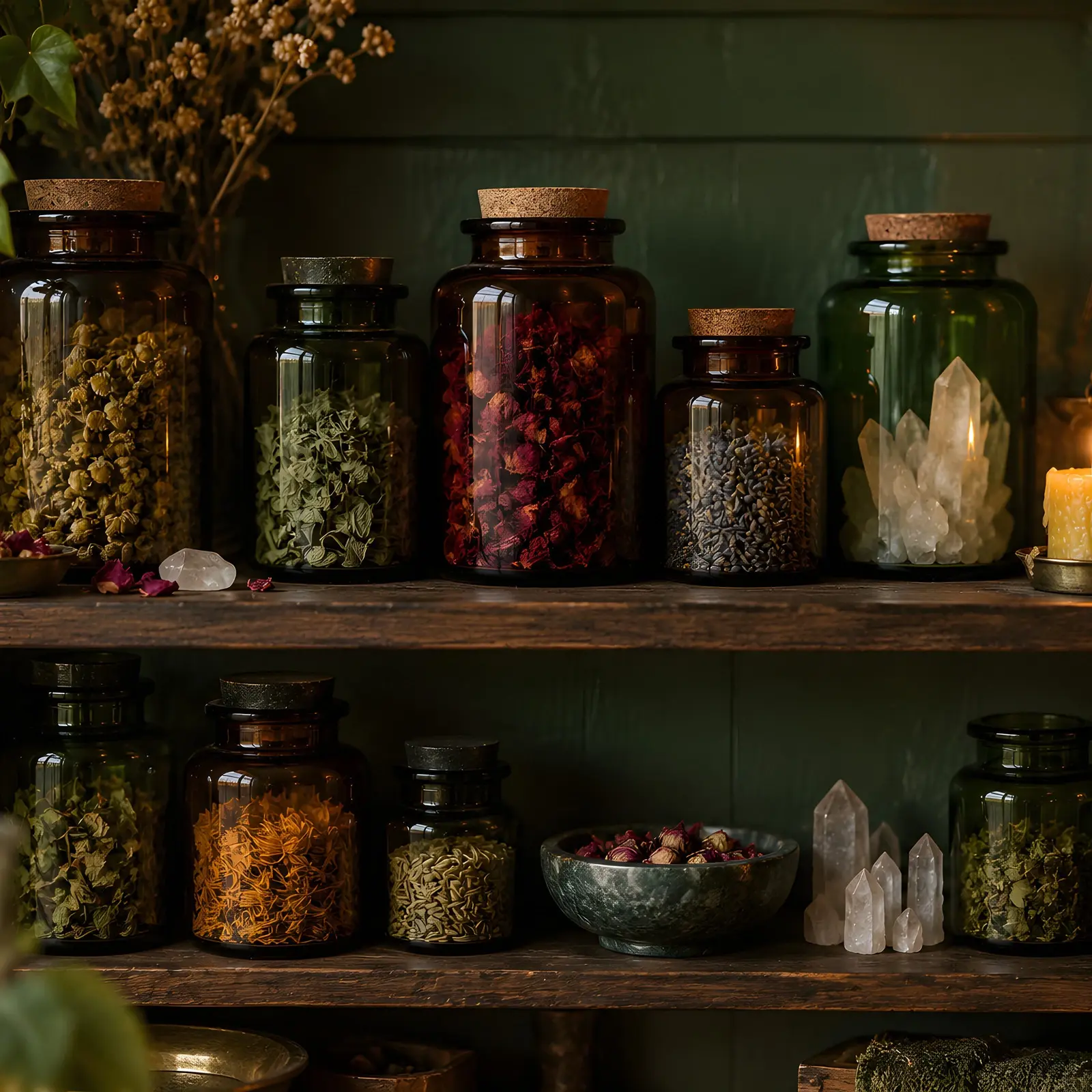 Spell Jar Apothecary Shelf Stock Images - 4 Digitally Created High-Res JPG Photos preview