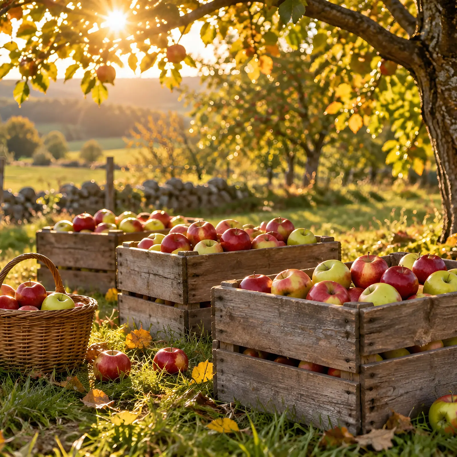 Orchard Apple Harvest Crates Stock Images - 4 Digitally Created High-Res JPG Photos preview