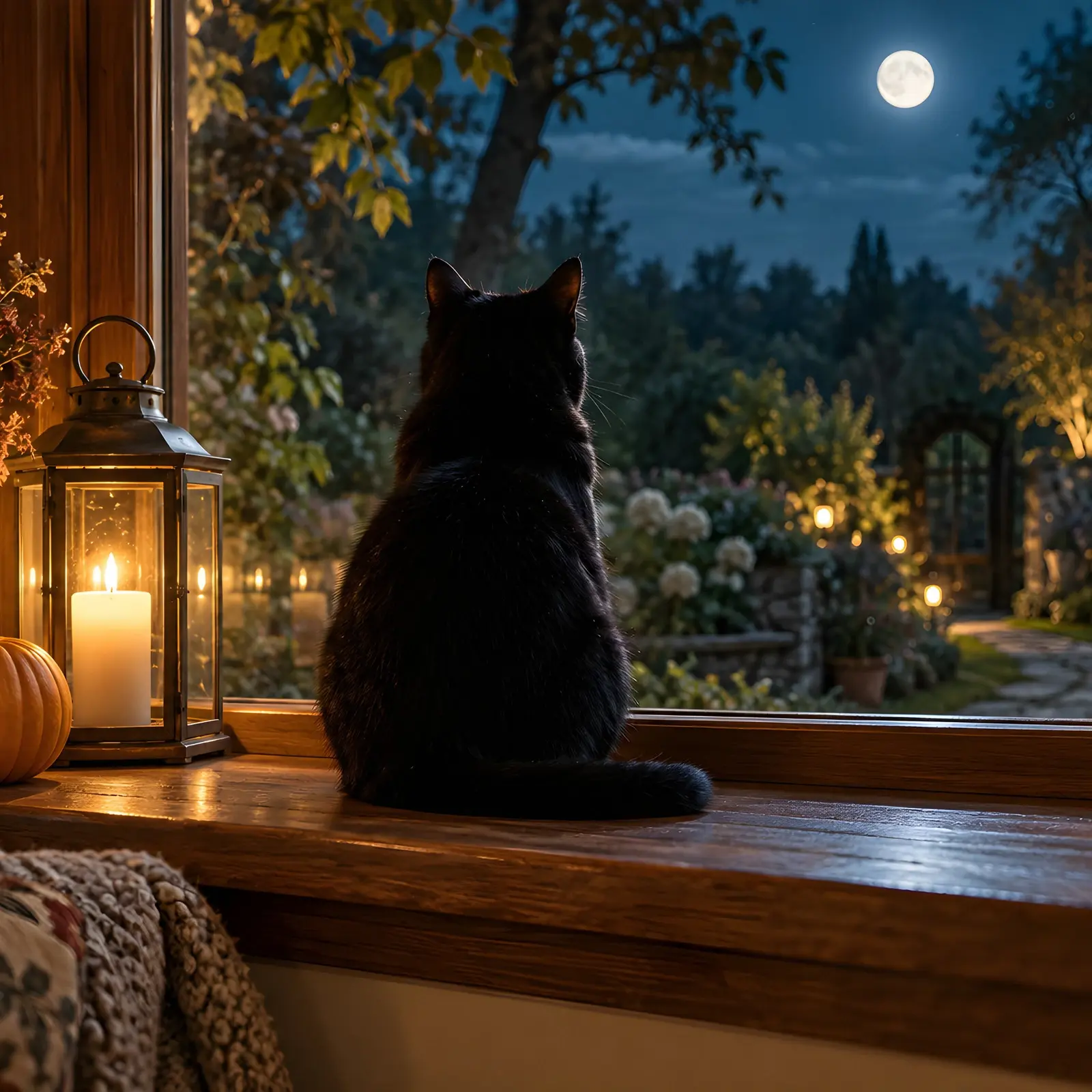 Black Cat Windowsill Stock Images - 4 Digitally Created High-Res JPG + WebP Photos preview