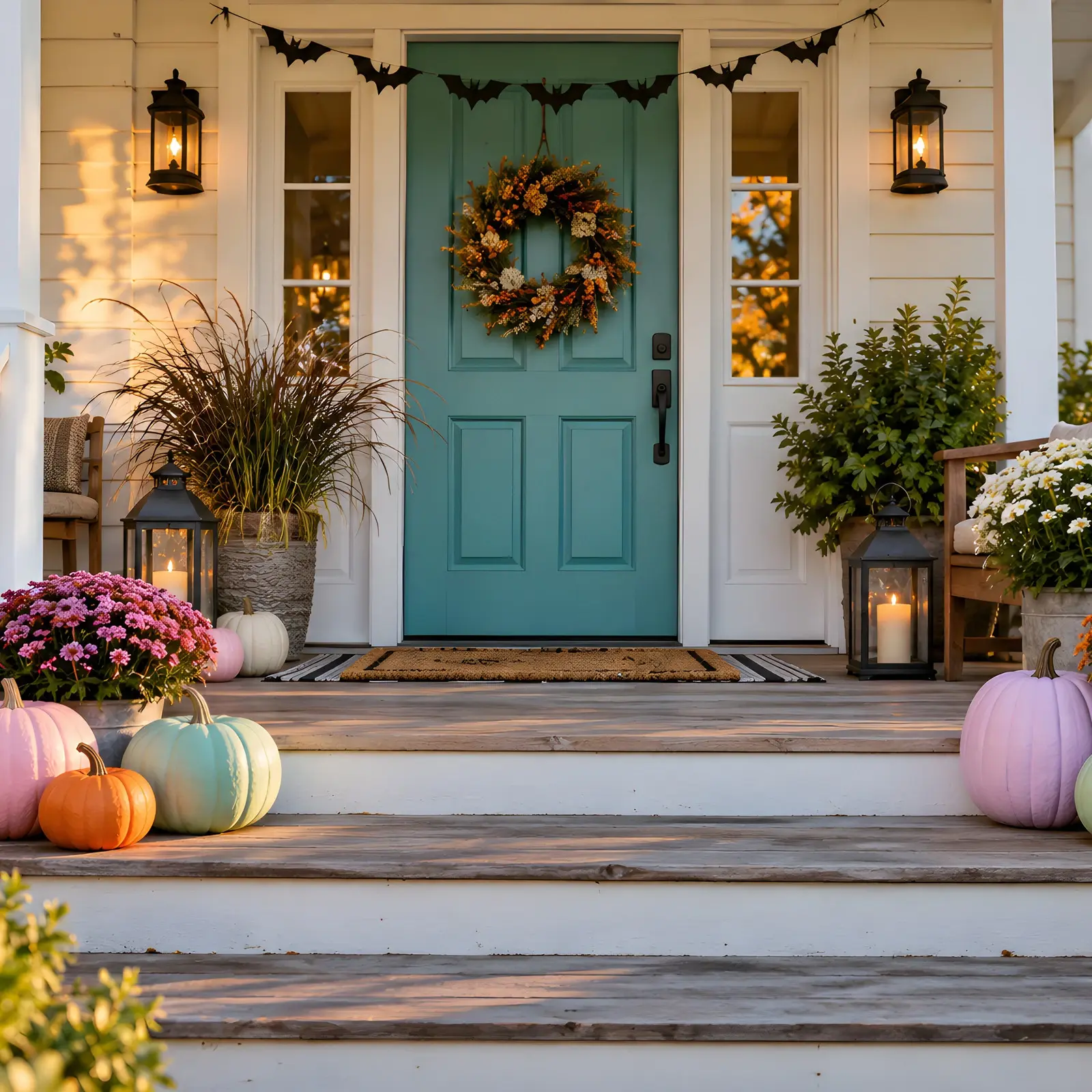 Trick or Treat Pastel Pumpkin Porch Stock Images - 4 Digital High-Res JPG Photos preview