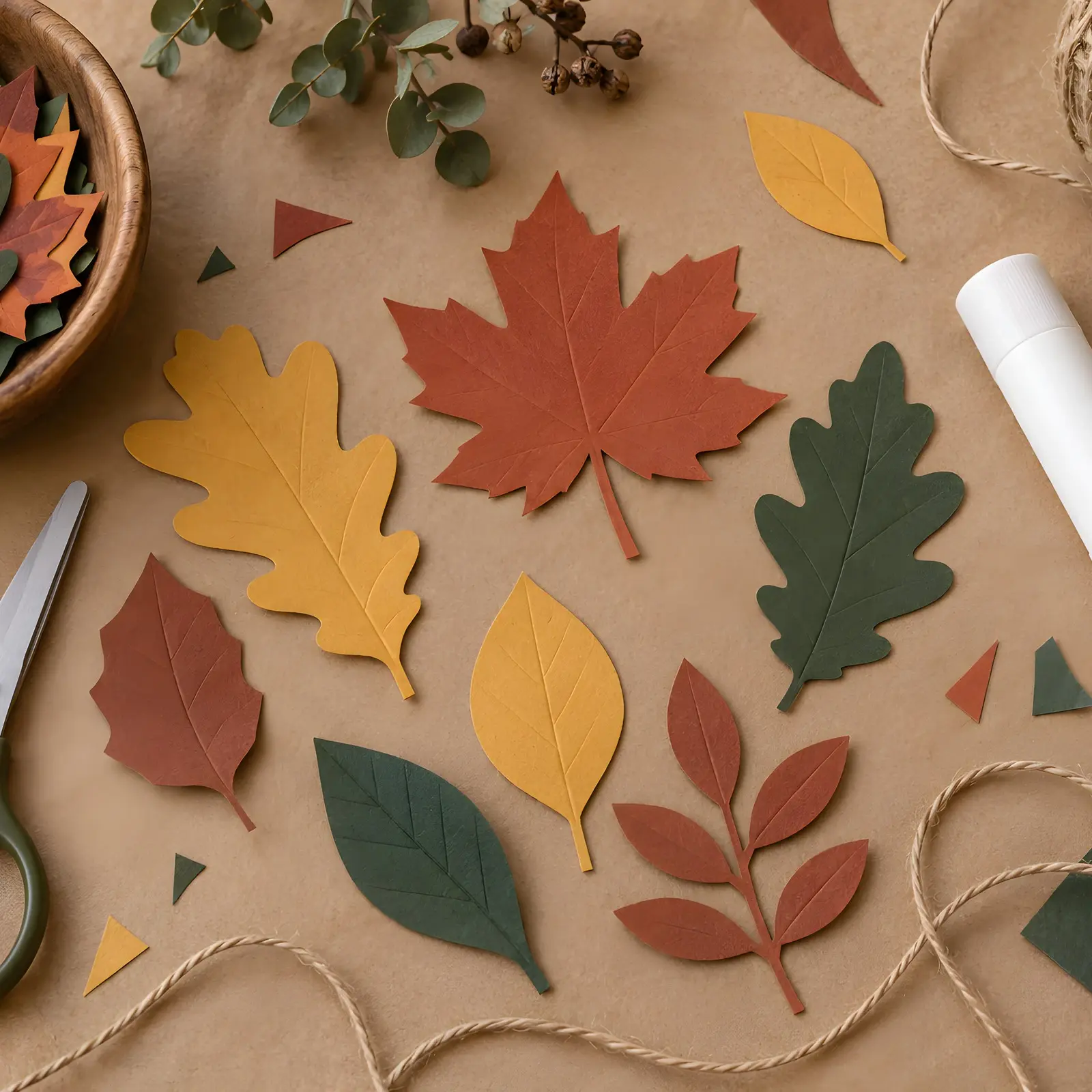 Autumn Paper Leaf Craft Table Stock Images - 4 Digitally Created High-Res JPG Photos, preview 1 of 3