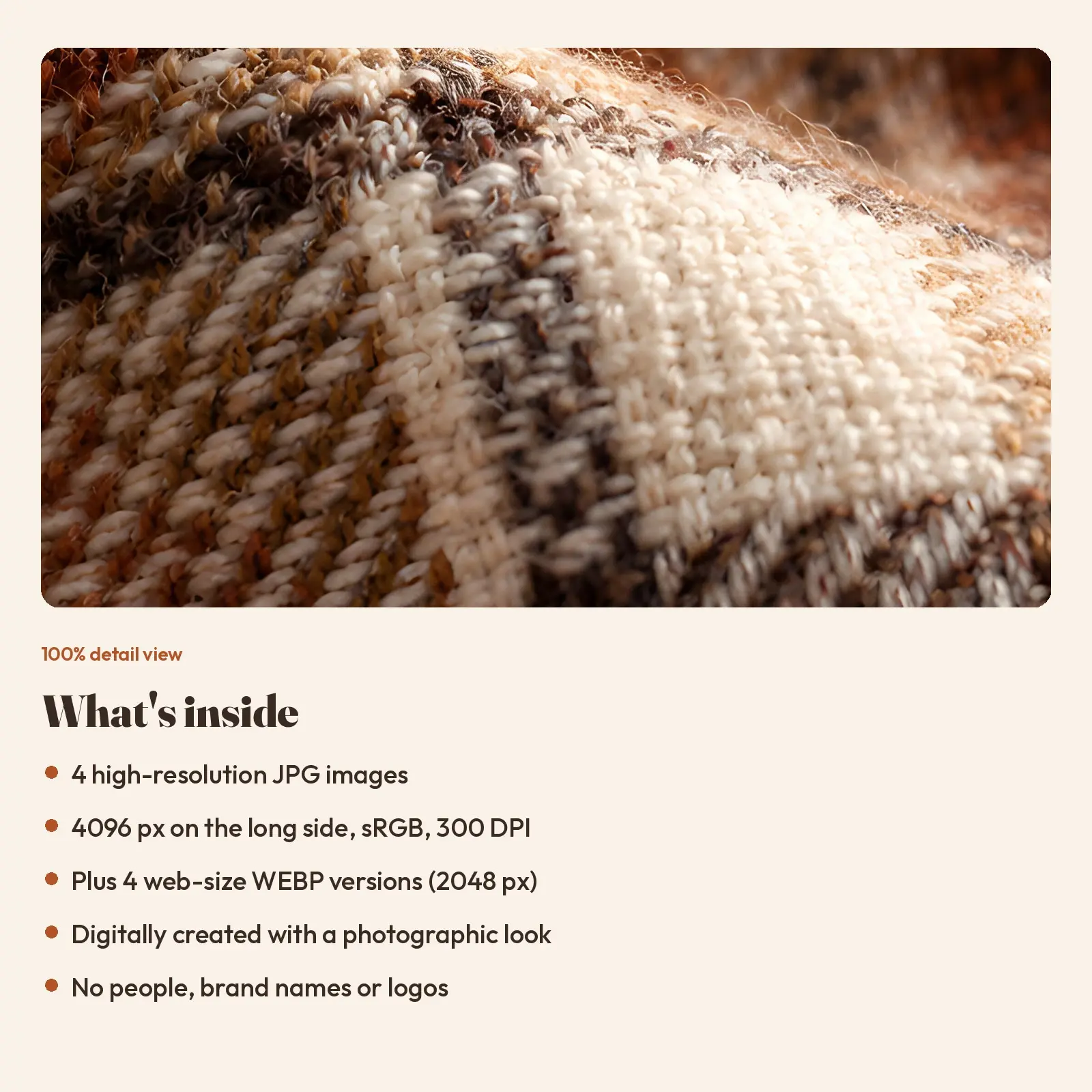 Cozy Knit and Wool Macro Texture Stock Images - 4 Digitally Created High-Res JPG and WebP Photos, preview 3 of 3
