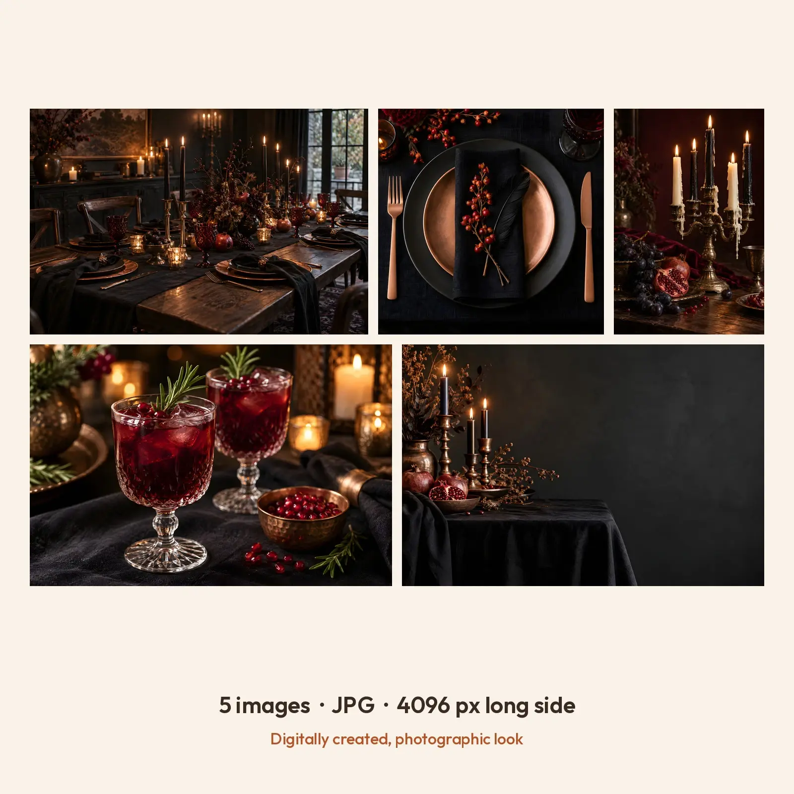 Witchy Halloween Tablescape Stock Images - 5 Digitally Created High-Res JPG Photos, preview 2 of 3
