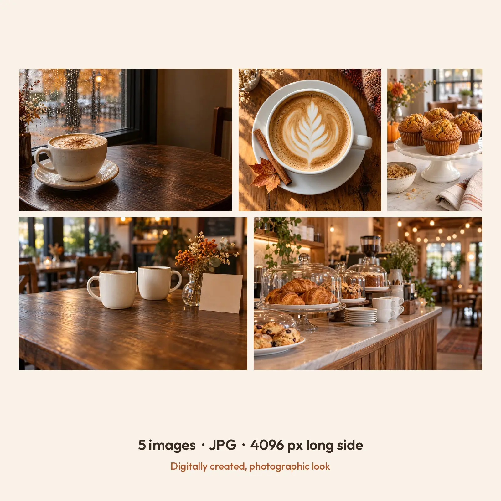 Autumn Cafe Latte Table Stock Images - 5 Digitally Created High-Res JPG Photos, preview 2 of 3