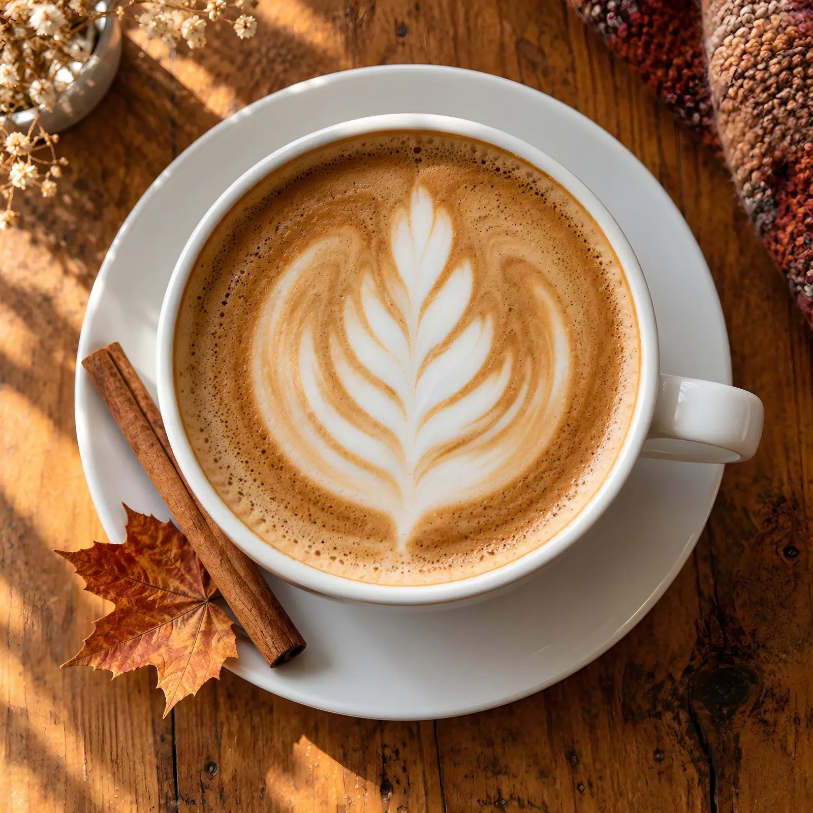 Autumn Cafe Latte Table Stock Images - 5 Digitally Created High-Res JPG Photos preview