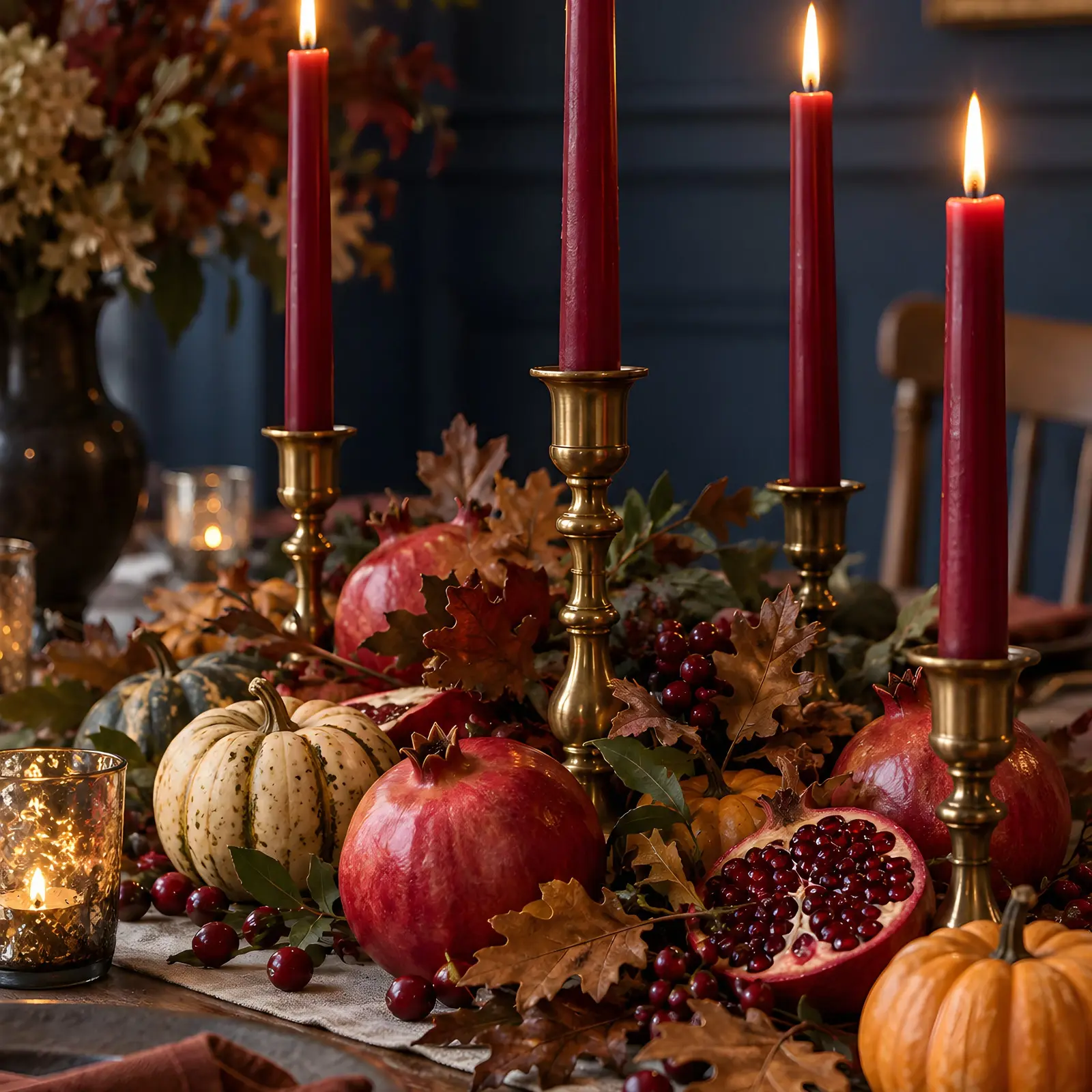 Cranberry and Gold Harvest Tablescape Stock Images - 5 Digitally Created High-Res JPG Photos preview