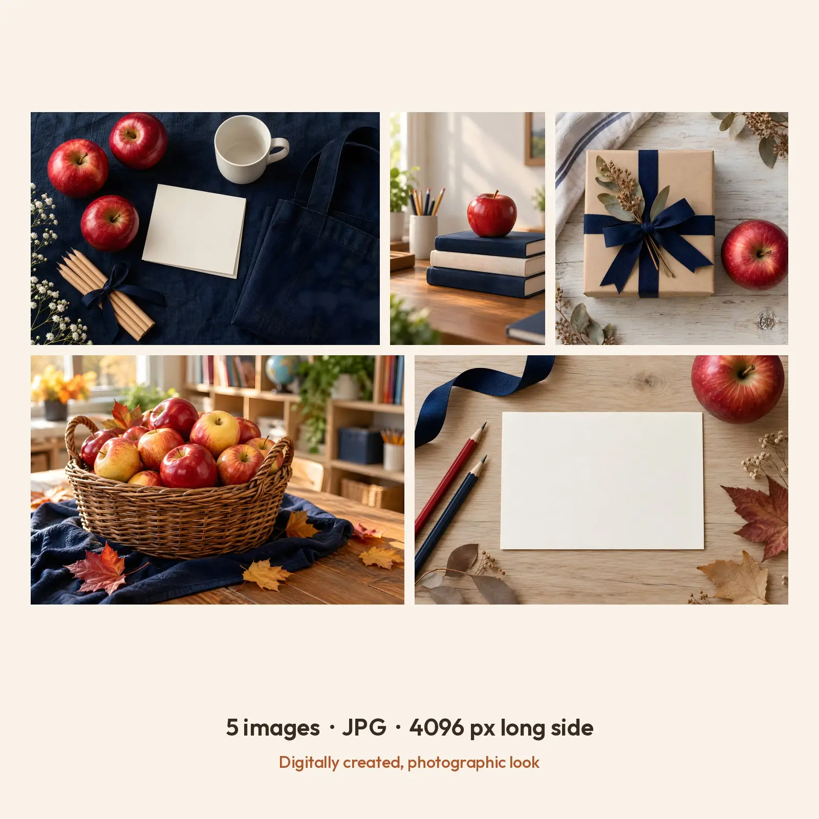 Red Apple Teacher Gift Stock Images - 5 Digitally Created High-Res JPG Photos, preview 2 of 3