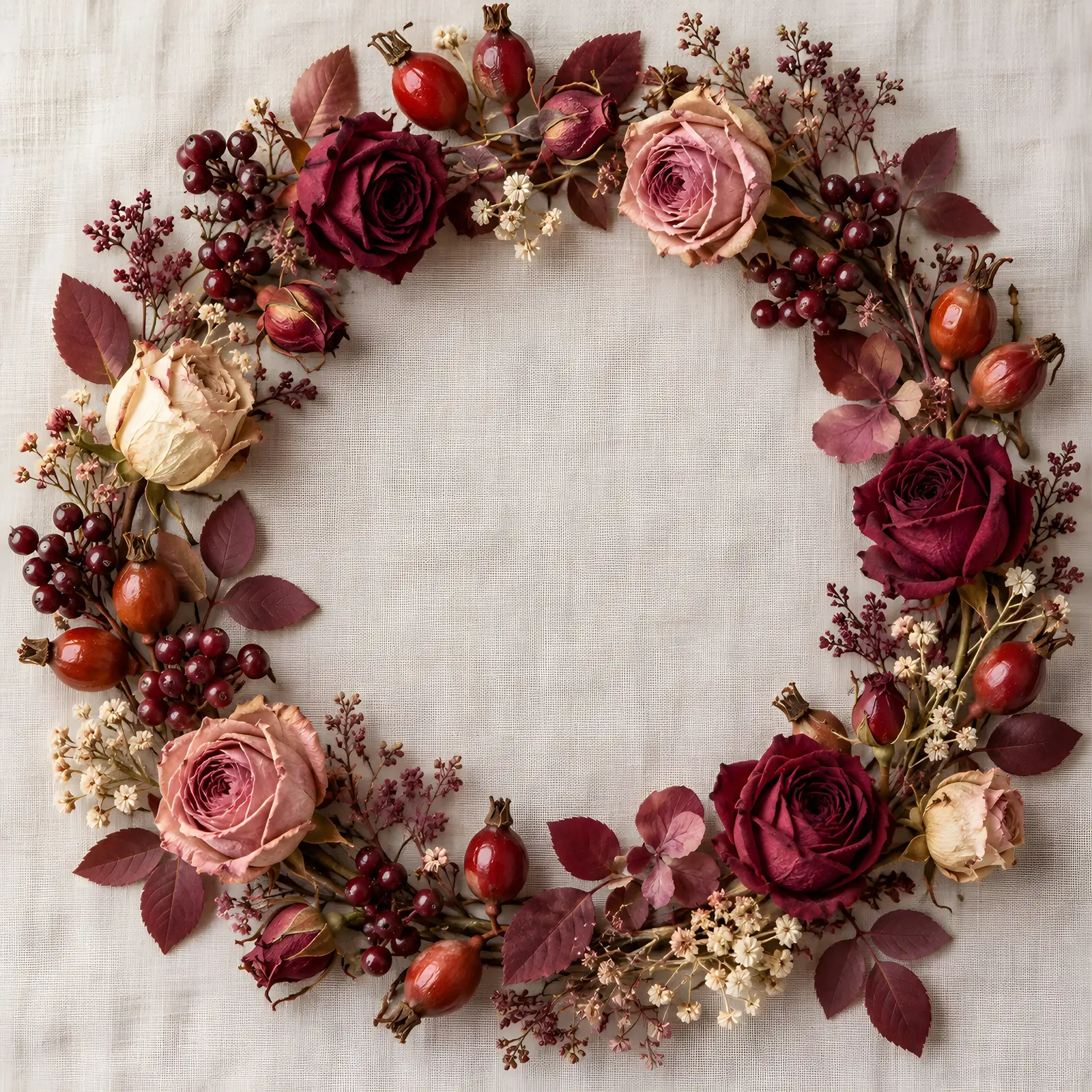 Dusty Rose and Burgundy Autumn Flat Lay Stock Images - 6 Digitally Created High-Res JPG and WebP Photos preview