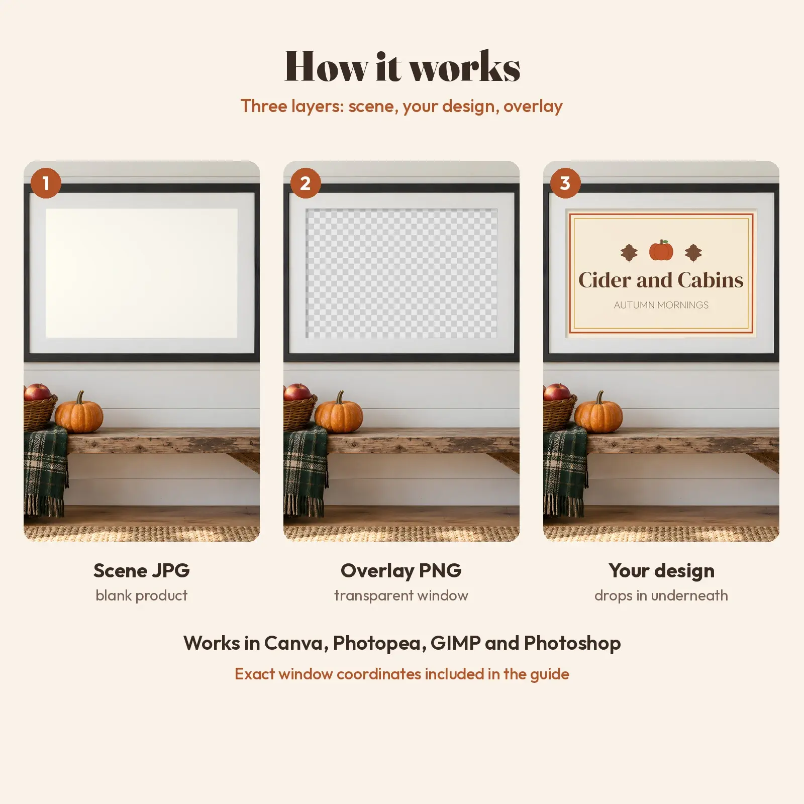 Farmhouse Harvest Framed Print Mockup - 2 Fall Wall Scenes, JPG + Transparent PNG, preview 3 of 3