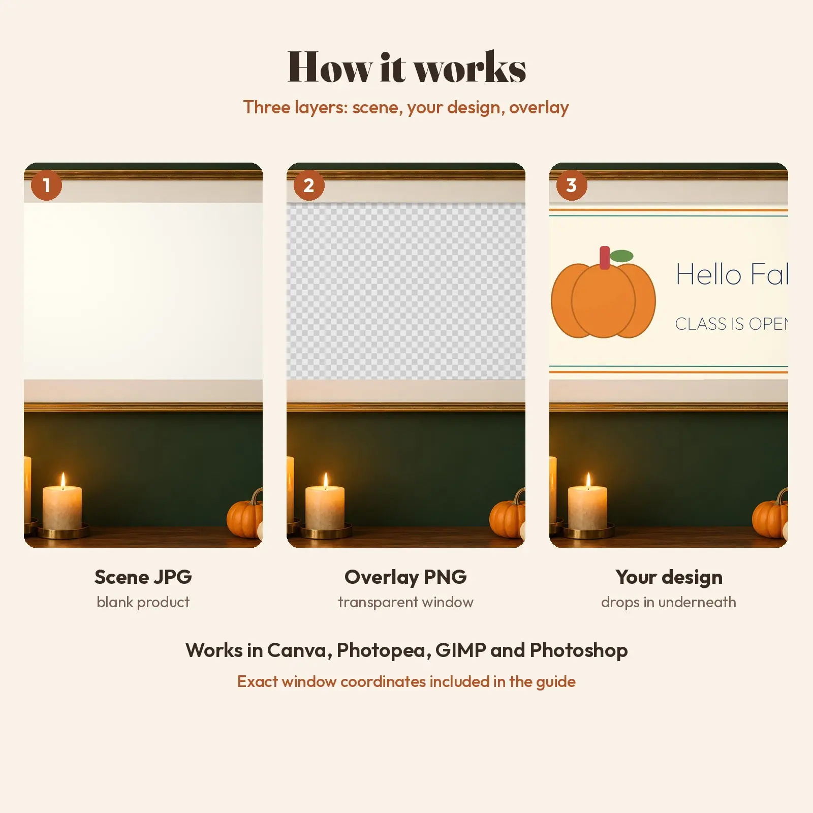 Cozy Reading Corner Gallery Framed Print Mockup - 3 Fall Scenes, JPG + Transparent PNG, preview 3 of 3