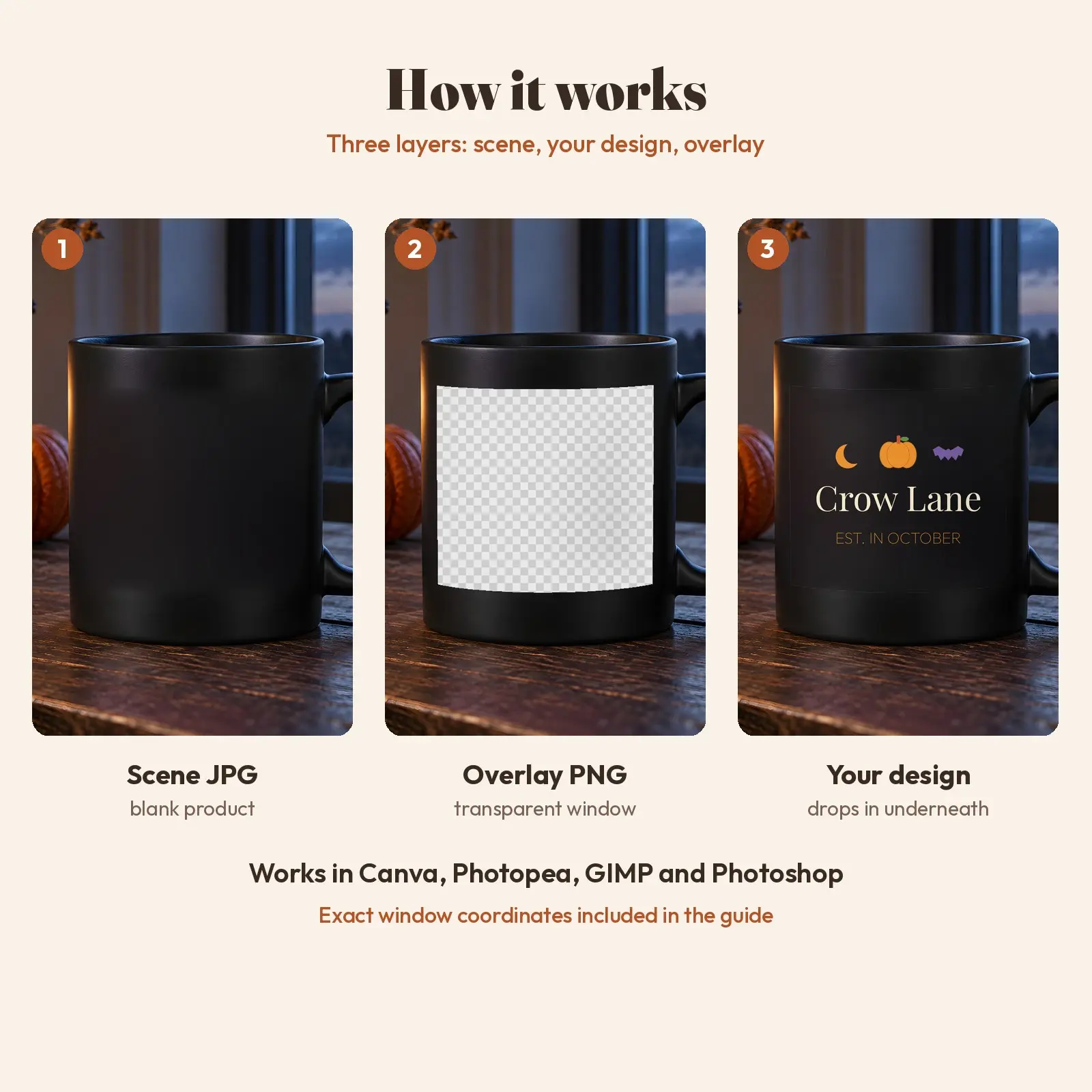 Spooky Cozy Ceramic Mug Mockup - 2 Moody Halloween Scenes, JPG + Transparent PNG, preview 3 of 3