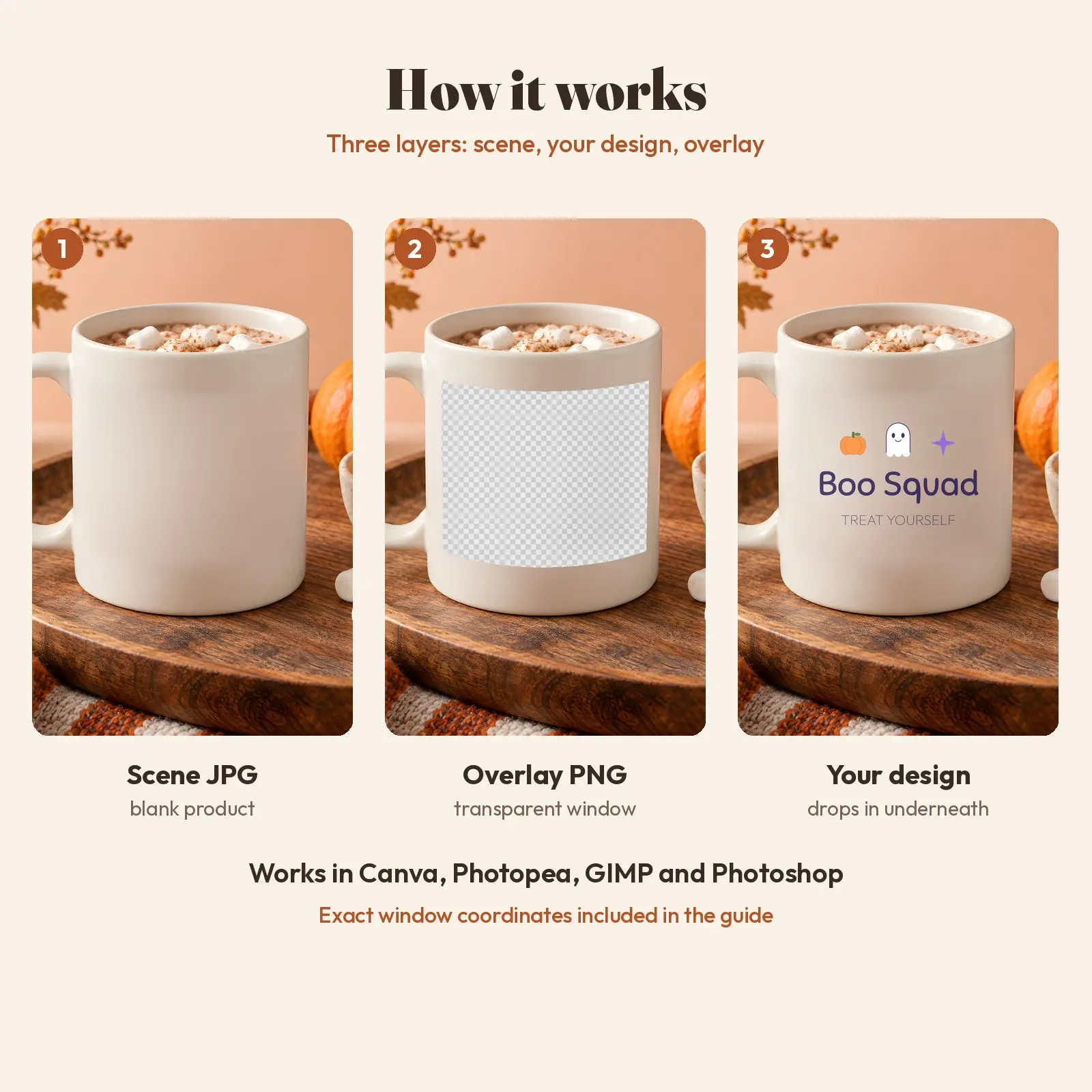Cute Halloween Treat Table Ceramic Mug Mockup - 3 Scenes, JPG + Transparent PNG, preview 3 of 3
