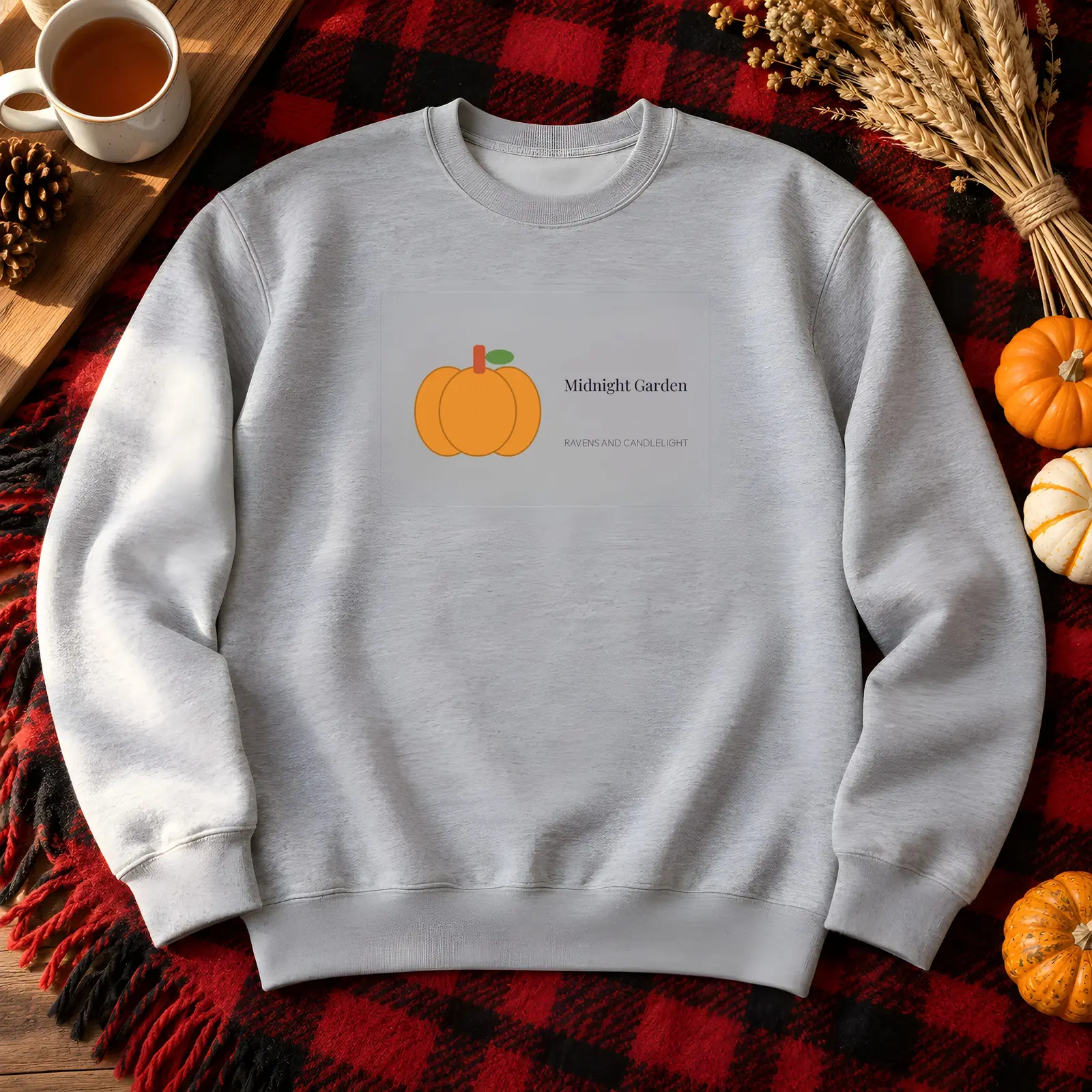Flat Lay Halloween Sweatshirt Mockup - 3 Cozy Moody Scenes, JPG + Transparent PNG preview