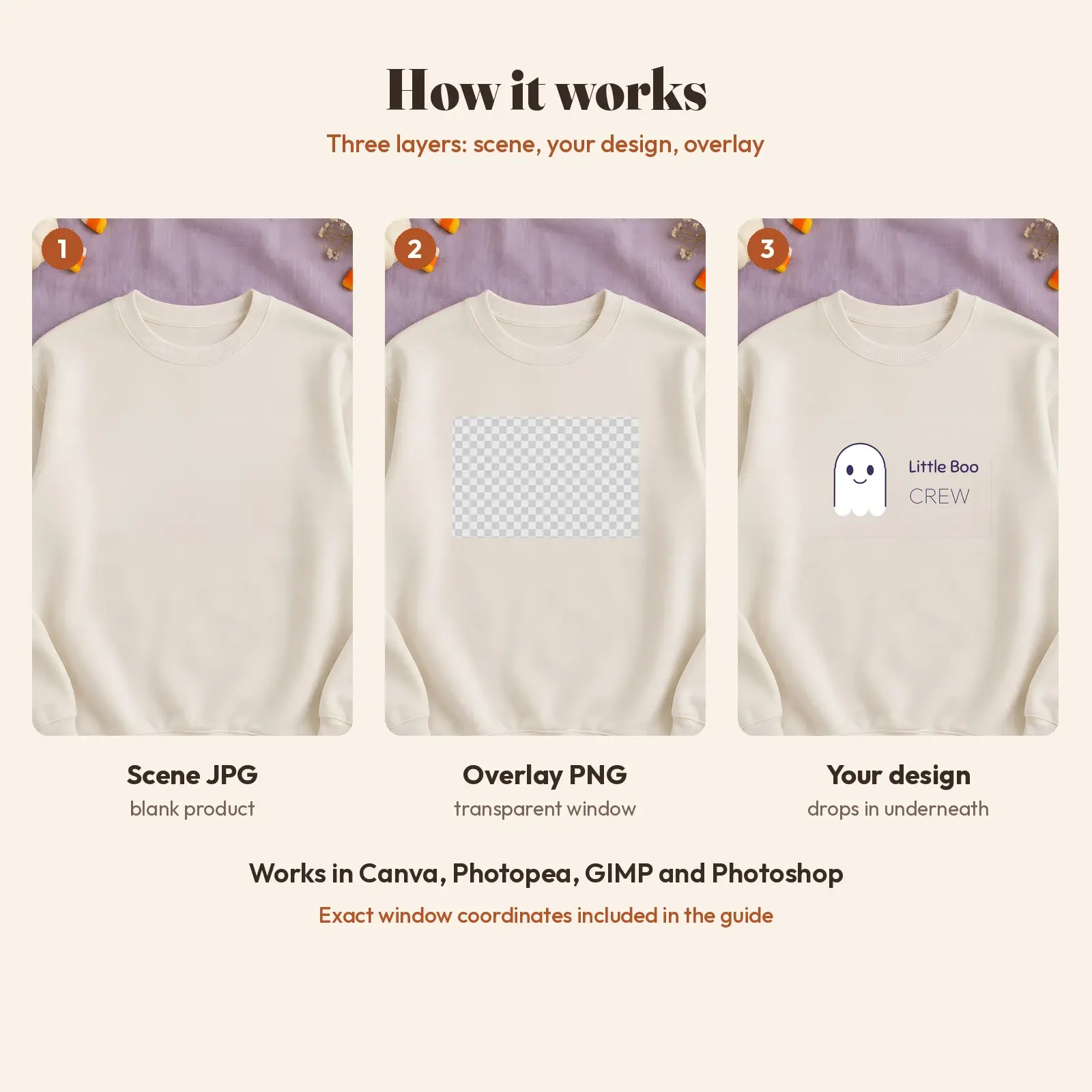 Pastel Fall Crewneck Sweatshirt Flat Lay Mockup - 2 Halloween Scenes, JPG + Transparent PNG, preview 3 of 3