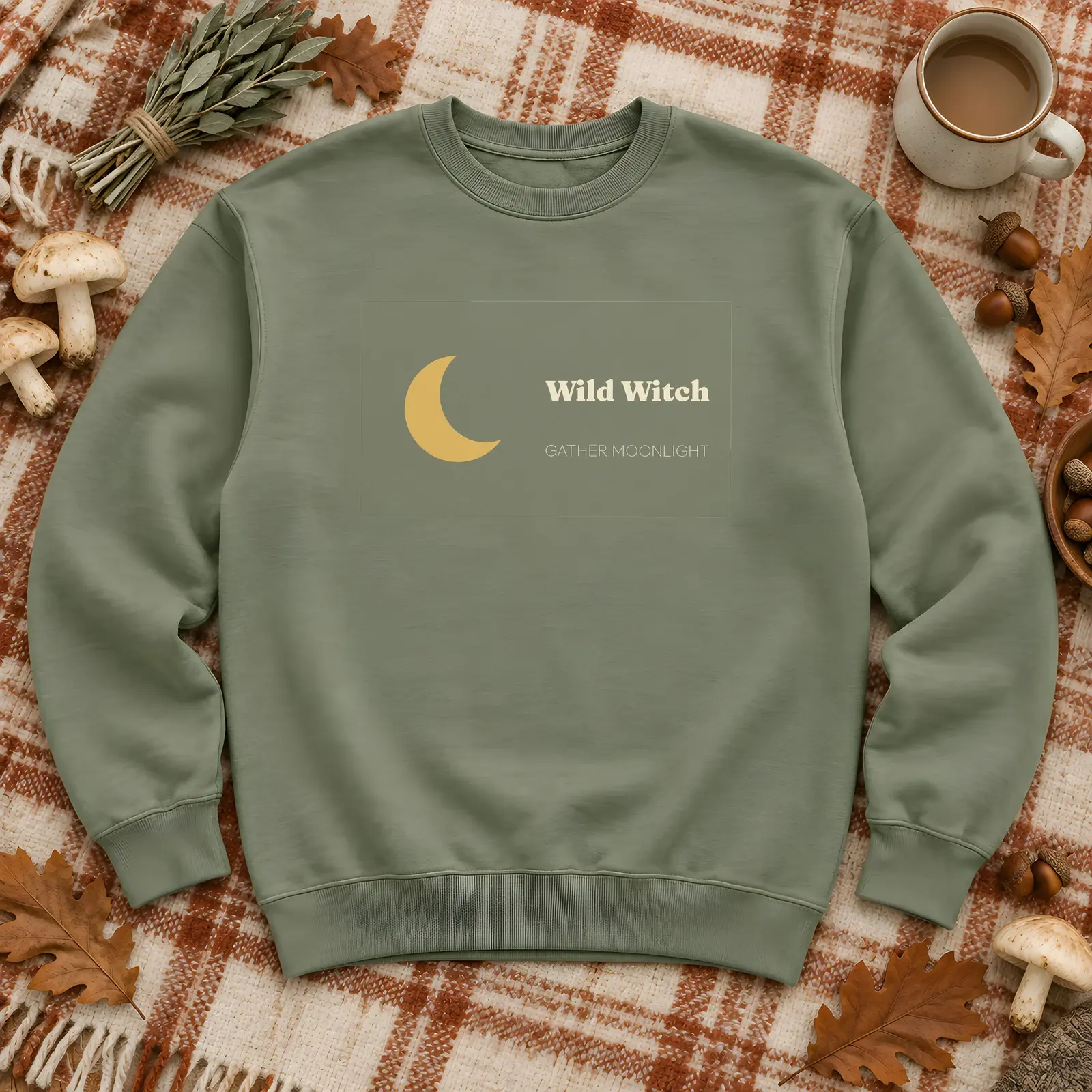 Witchy Cozy Sweatshirt Flat Lay Mockup - 2 Fall Scenes, JPG + Transparent PNG preview