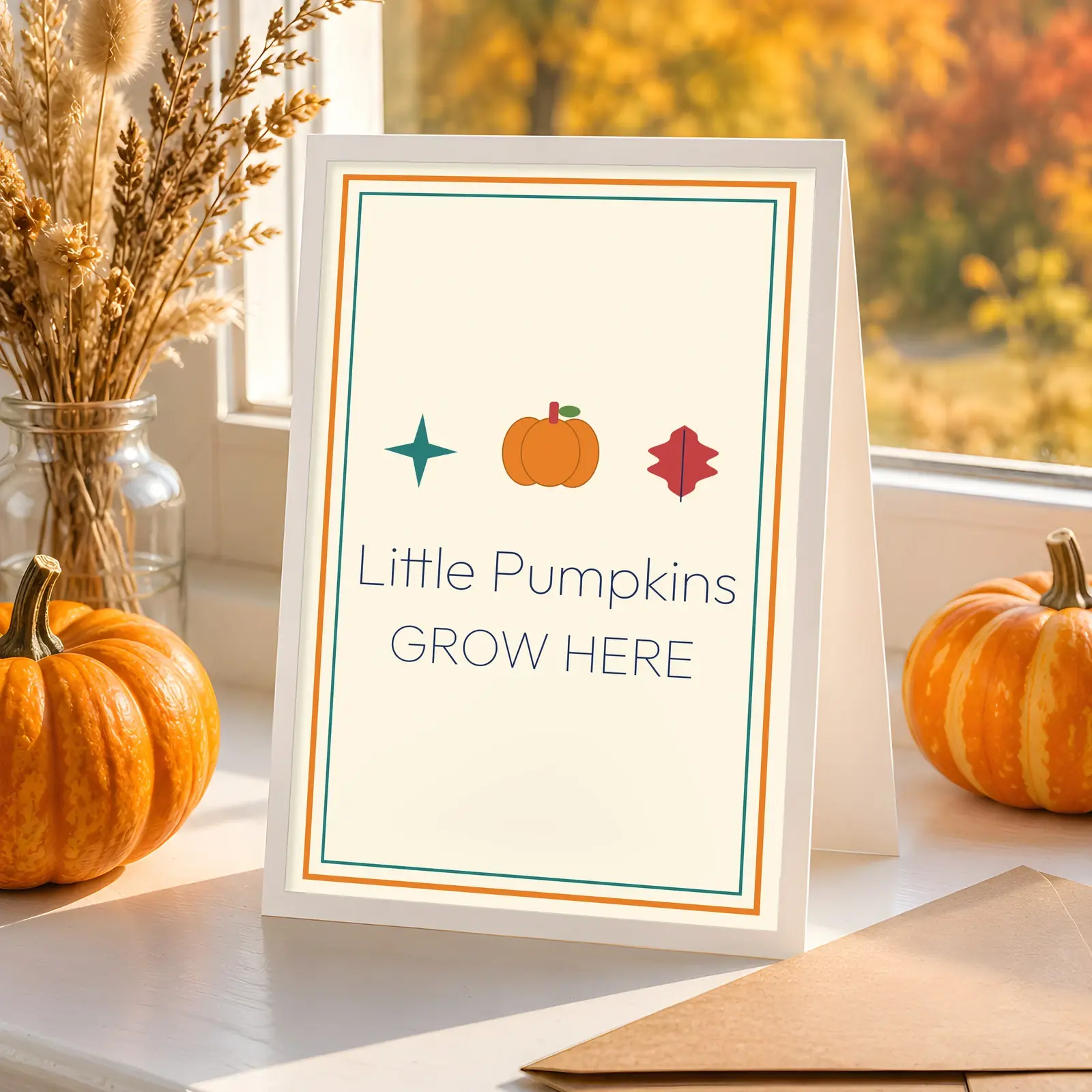 Teacher Thank You Greeting Card Mockup - 2 Autumn Scenes, JPG + Transparent PNG preview